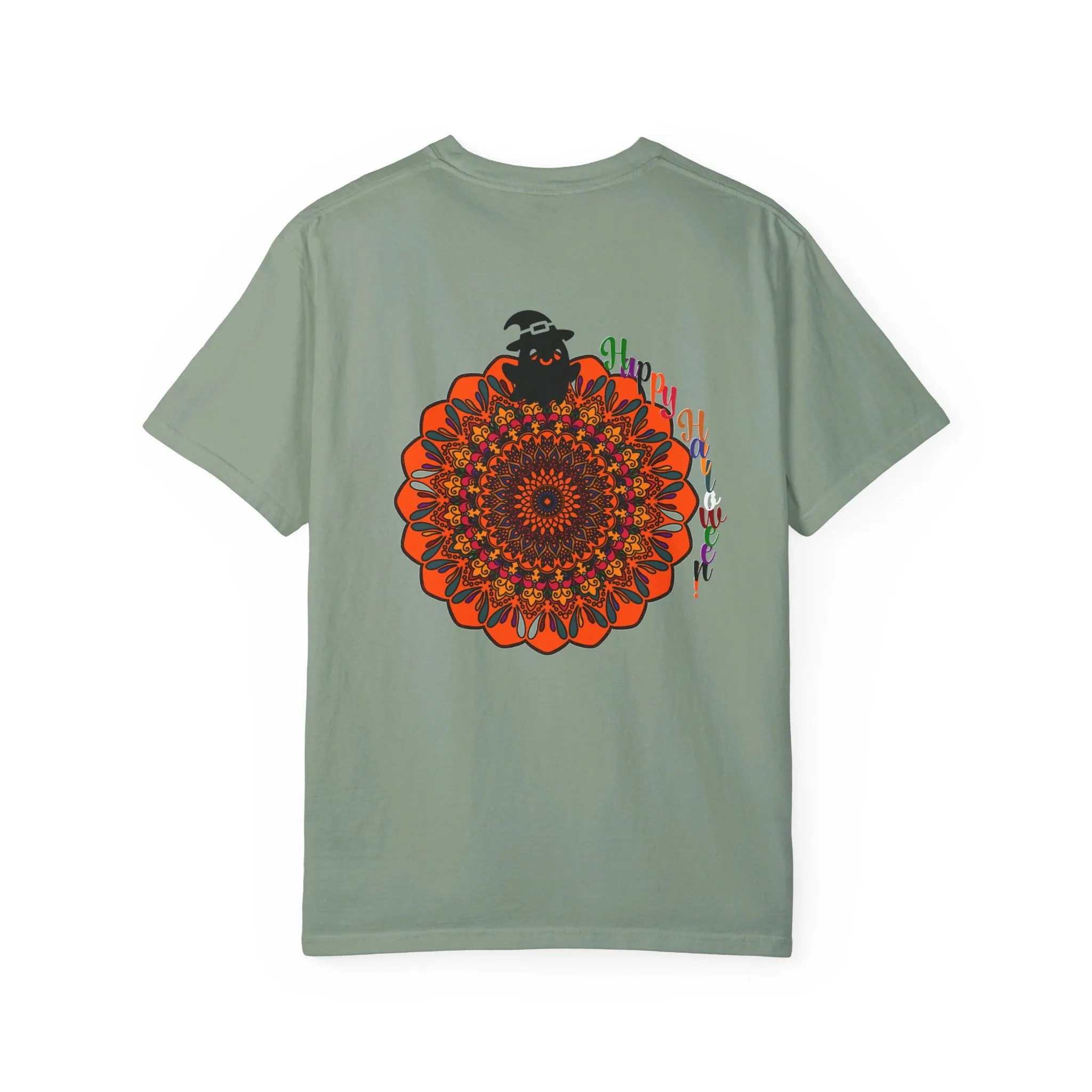 Handmade Mandala Design Halloween T-shirt - Unisex Garment-Dyed Tee