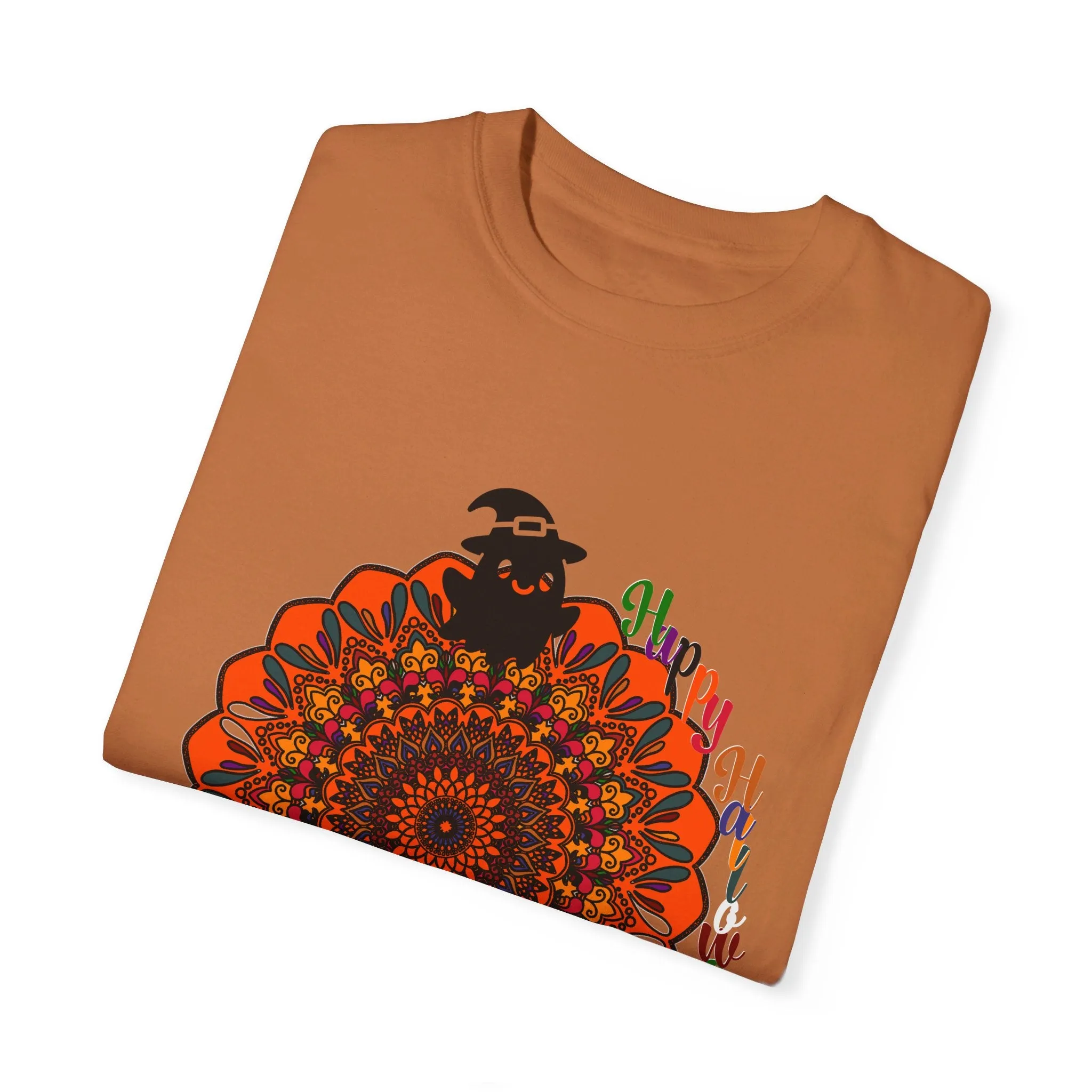 Handmade Mandala Design Halloween T-shirt - Unisex Garment-Dyed Tee