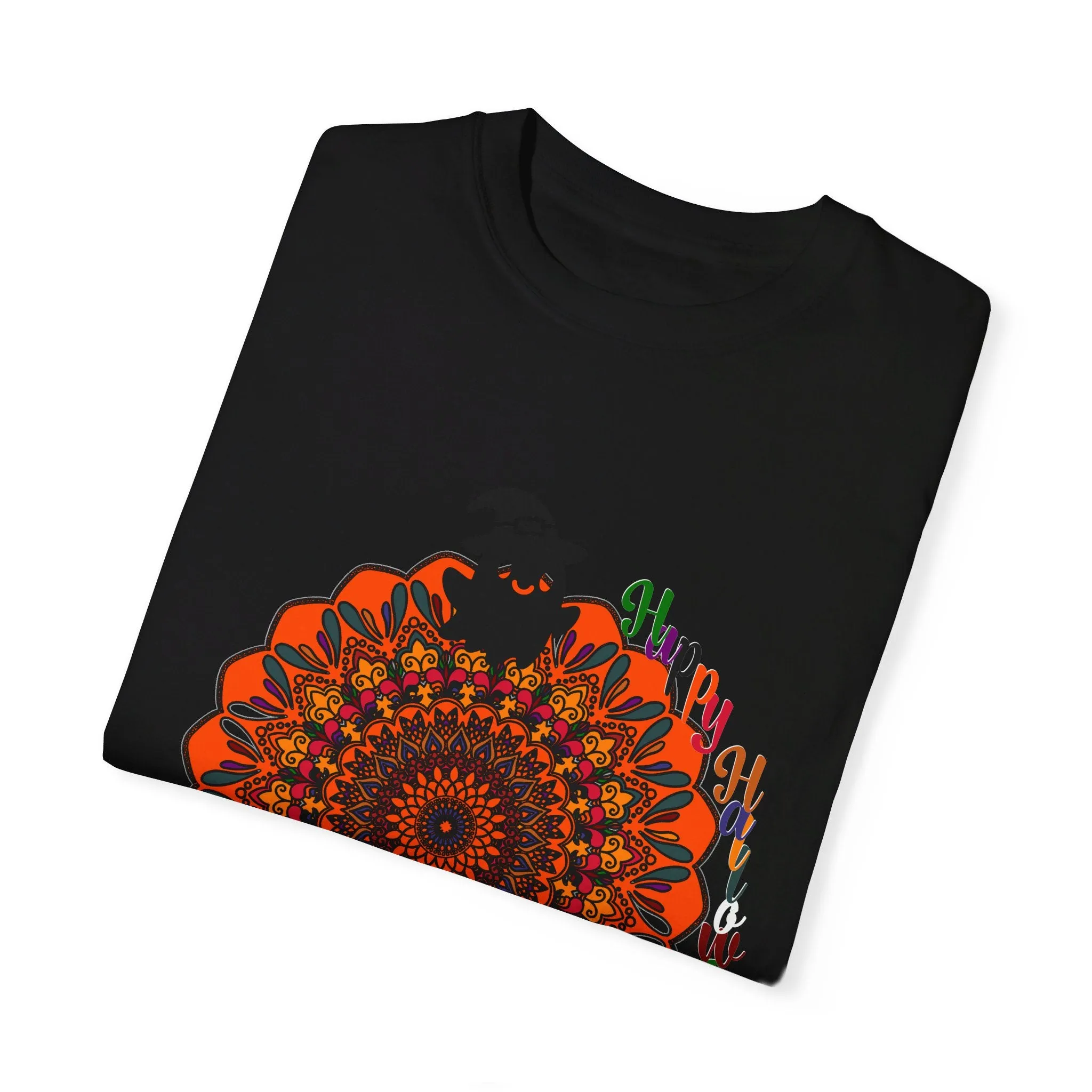 Handmade Mandala Design Halloween T-shirt - Unisex Garment-Dyed Tee