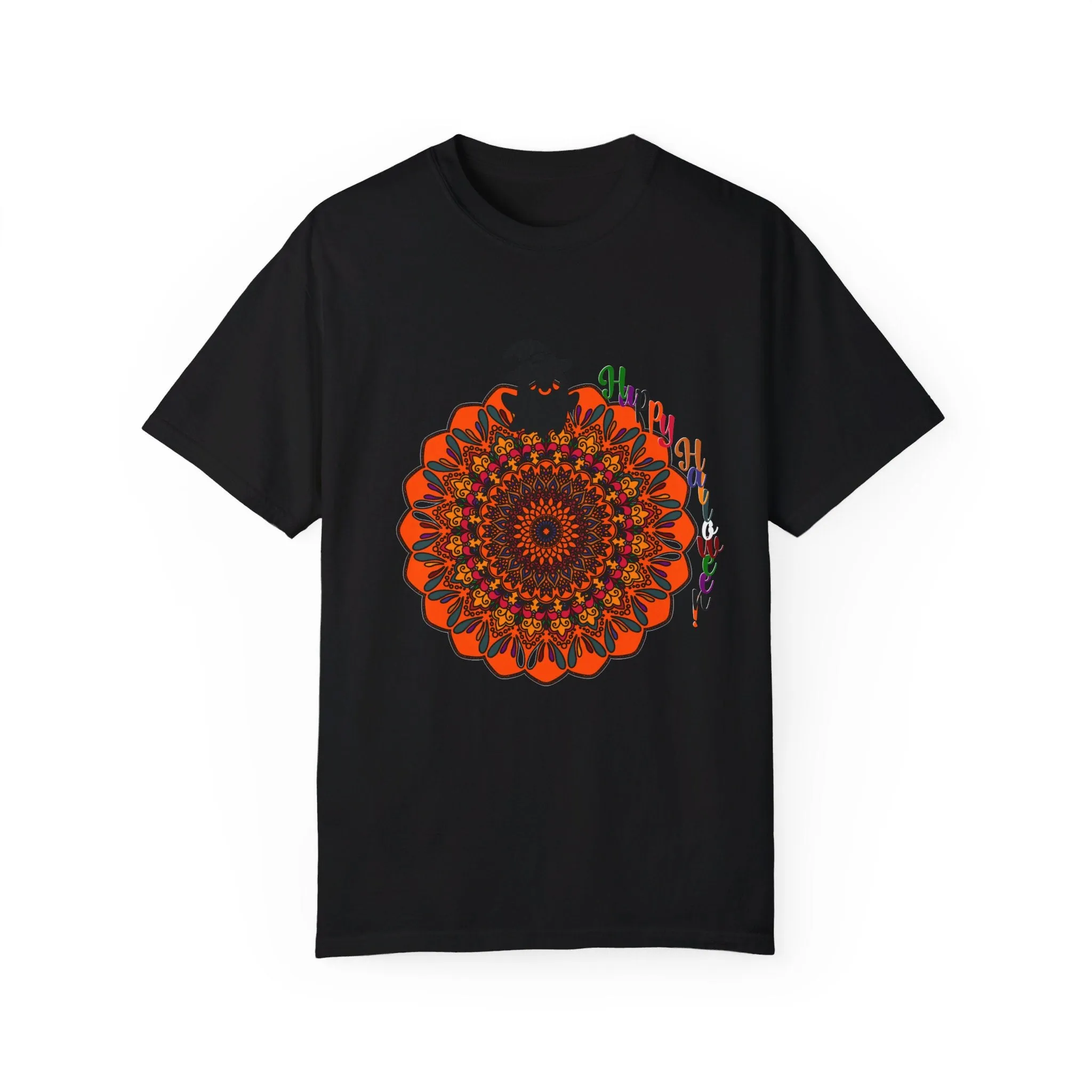 Handmade Mandala Design Halloween T-shirt - Unisex Garment-Dyed Tee