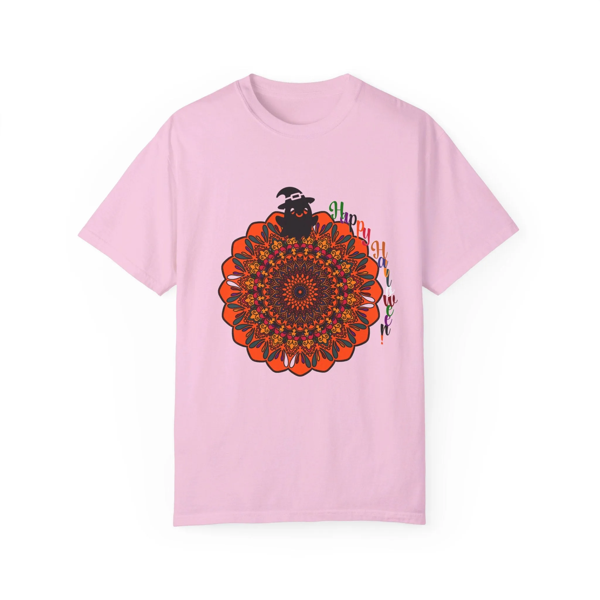 Handmade Mandala Design Halloween T-shirt - Unisex Garment-Dyed Tee