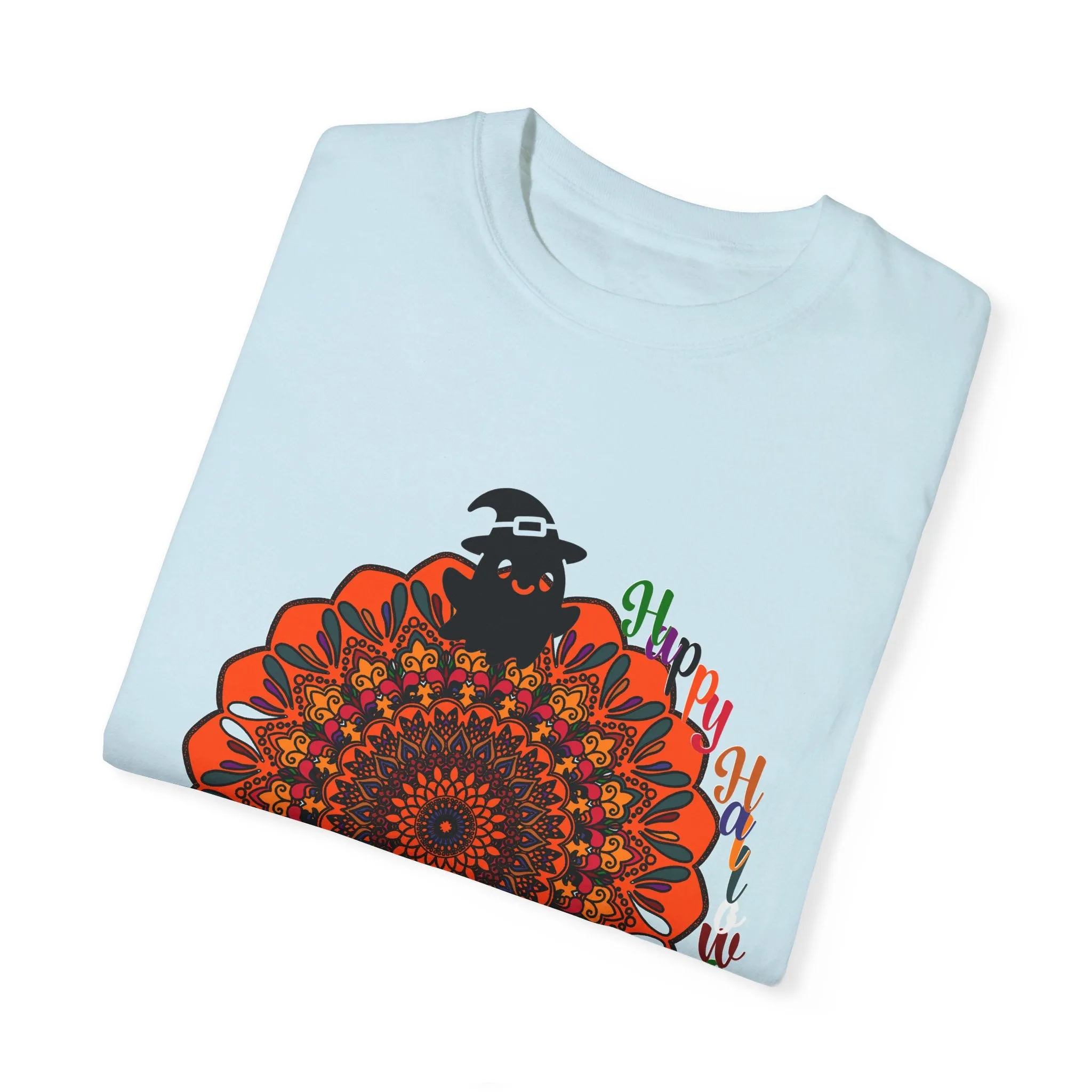 Handmade Mandala Design Halloween T-shirt - Unisex Garment-Dyed Tee