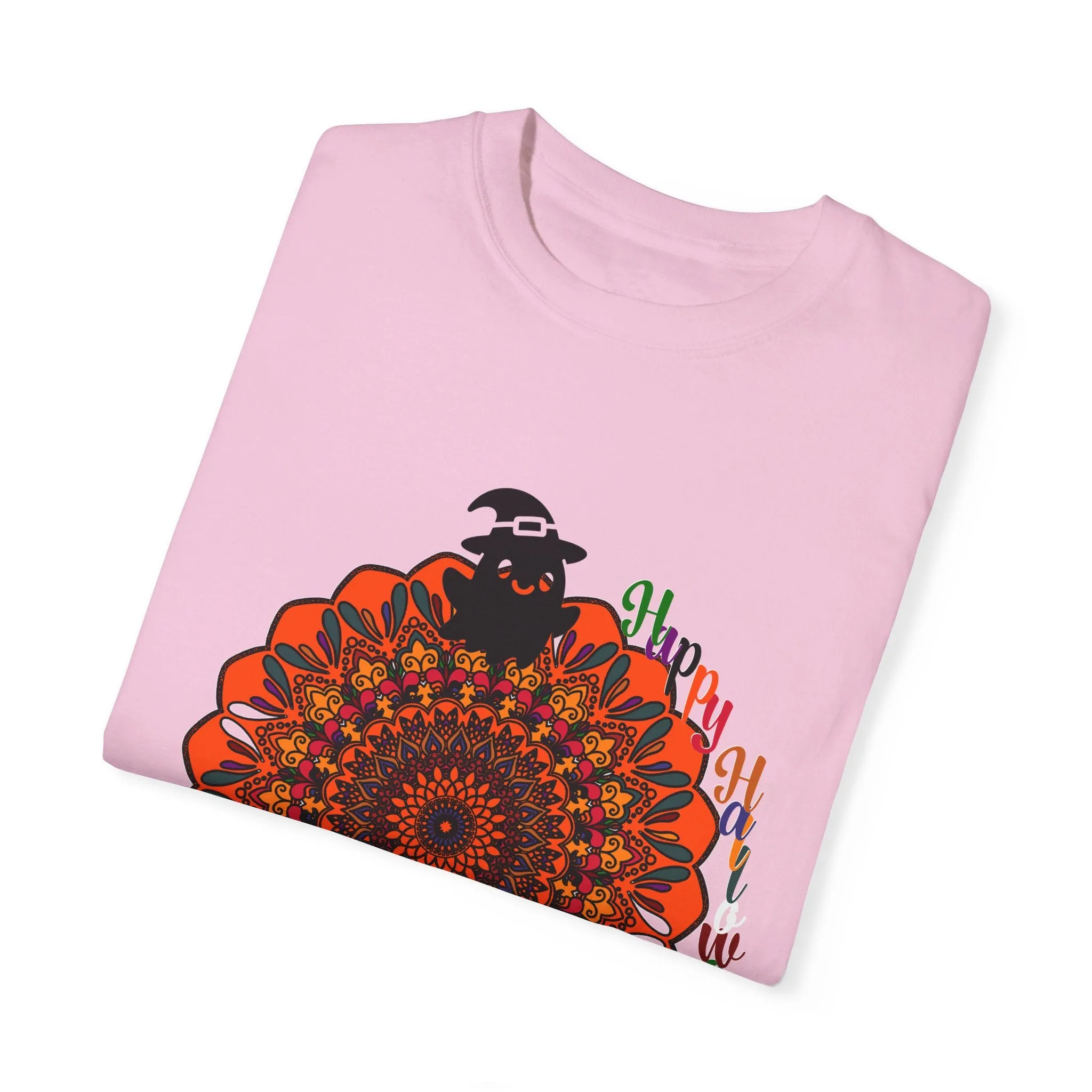 Handmade Mandala Design Halloween T-shirt - Unisex Garment-Dyed Tee