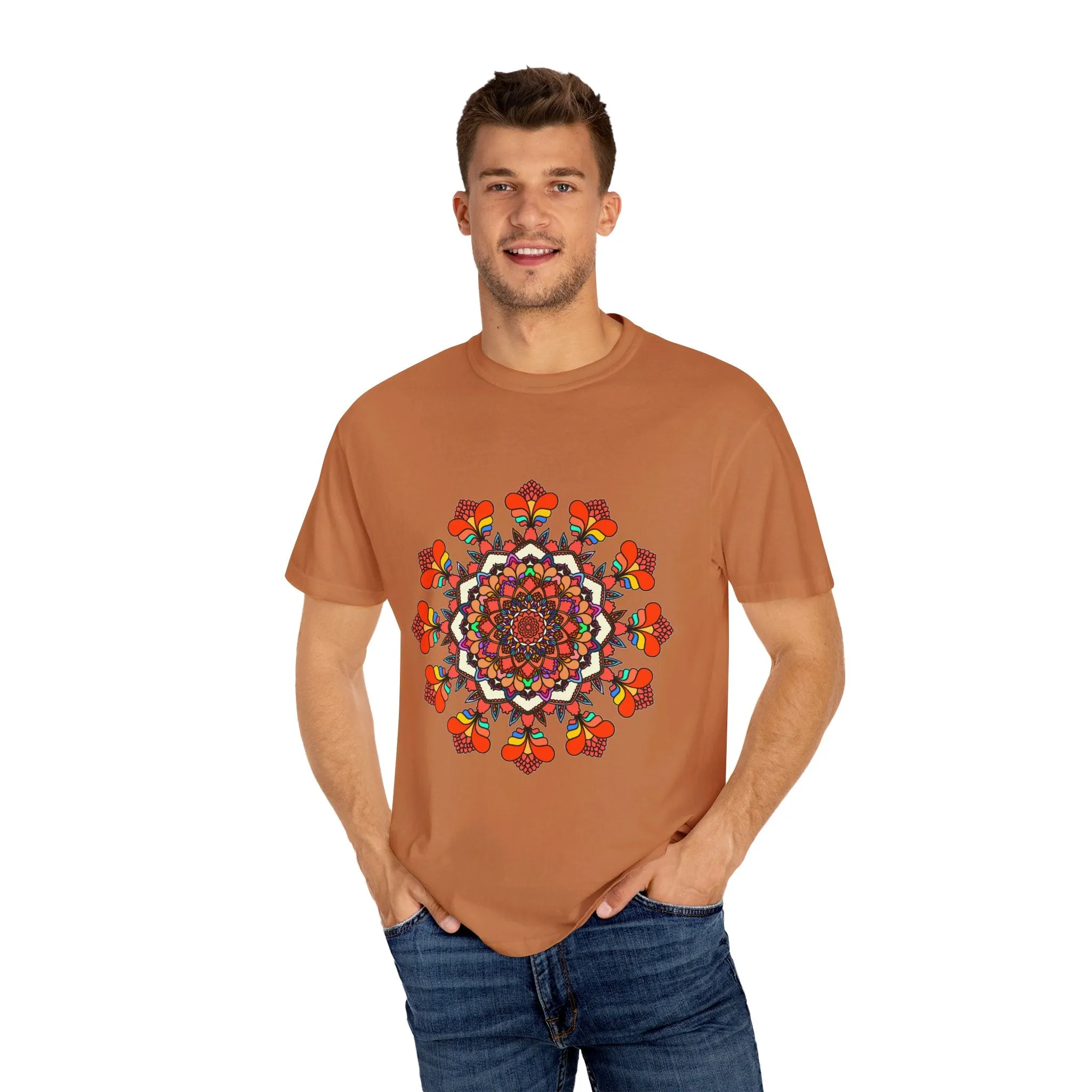 Handmade Mandala Design T-Shirt - 100% Cotton