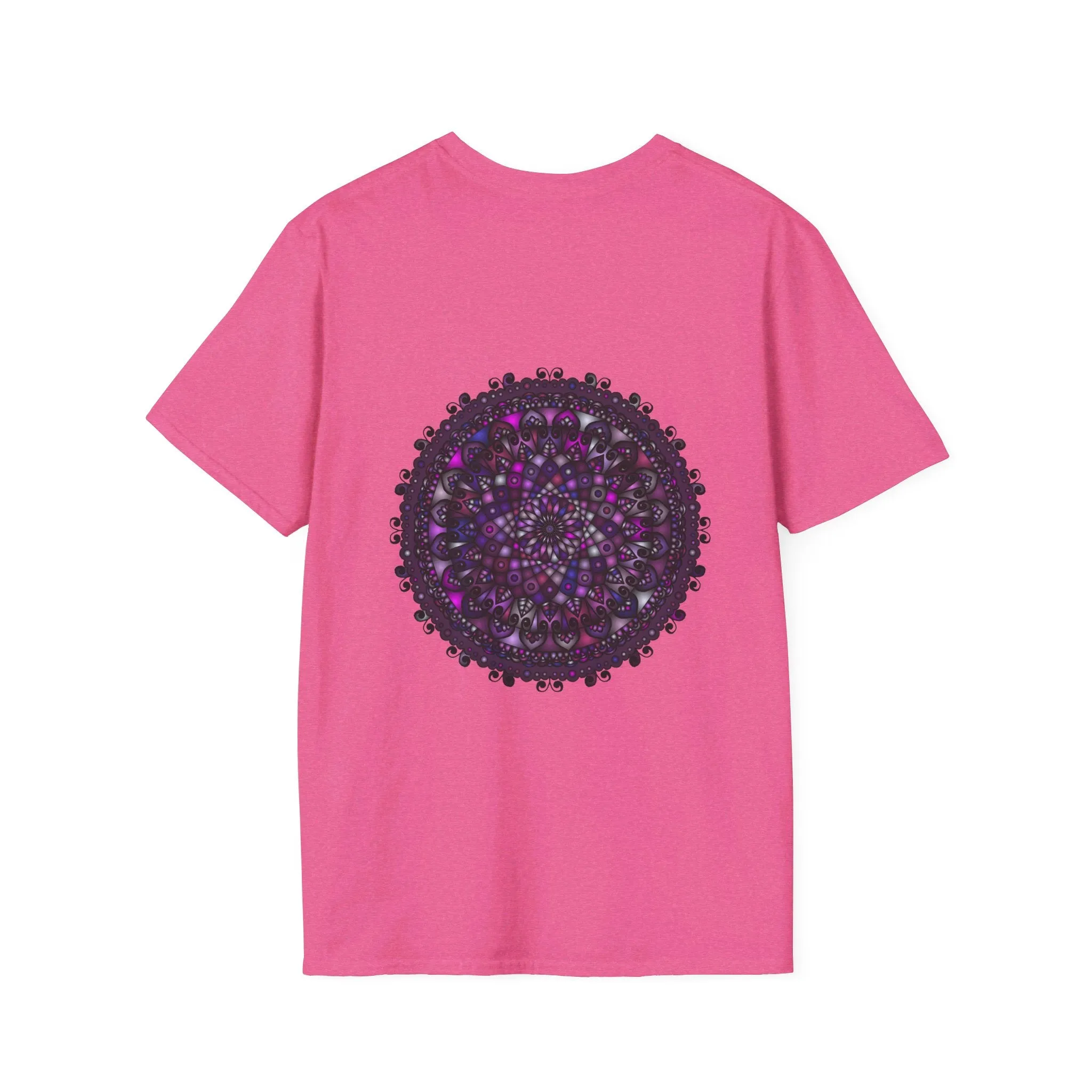 Handmade Purple Mandala Art Softstyle T-Shirt