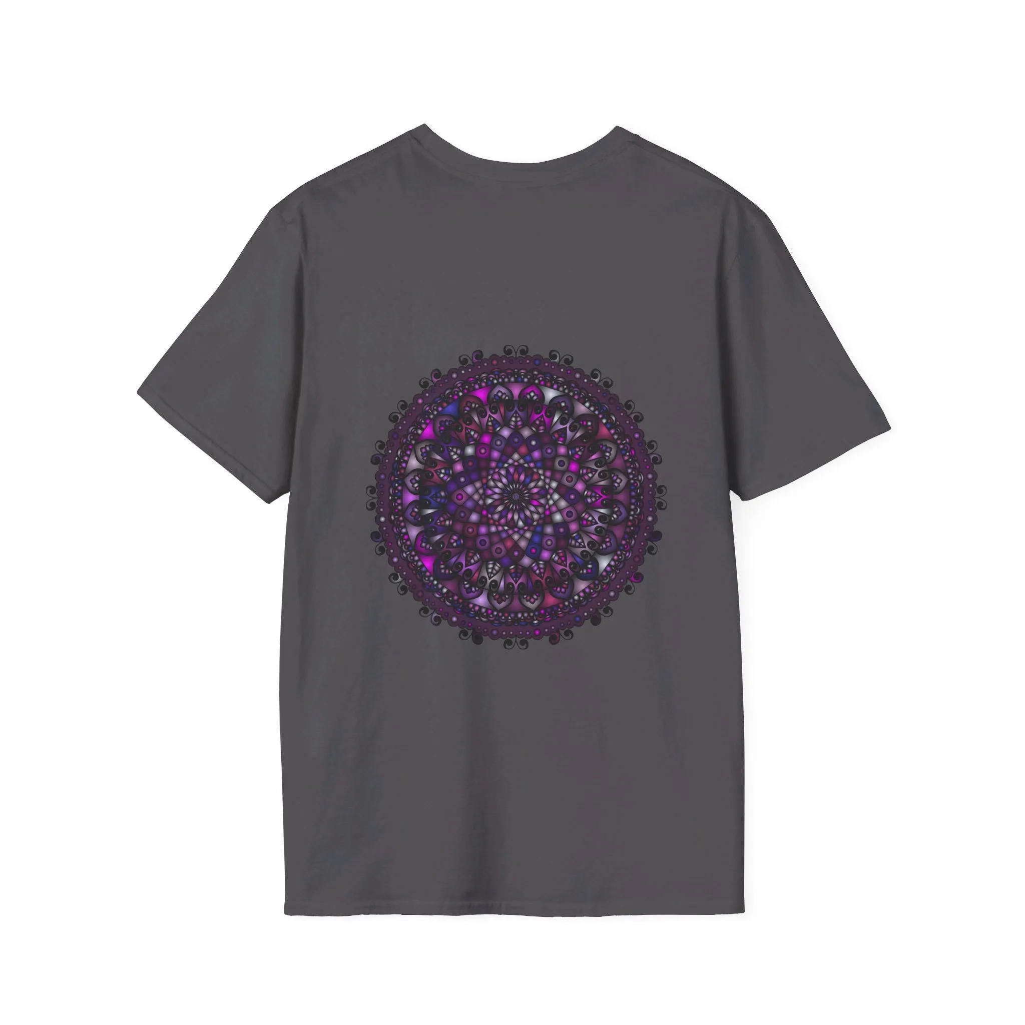 Handmade Purple Mandala Art Softstyle T-Shirt