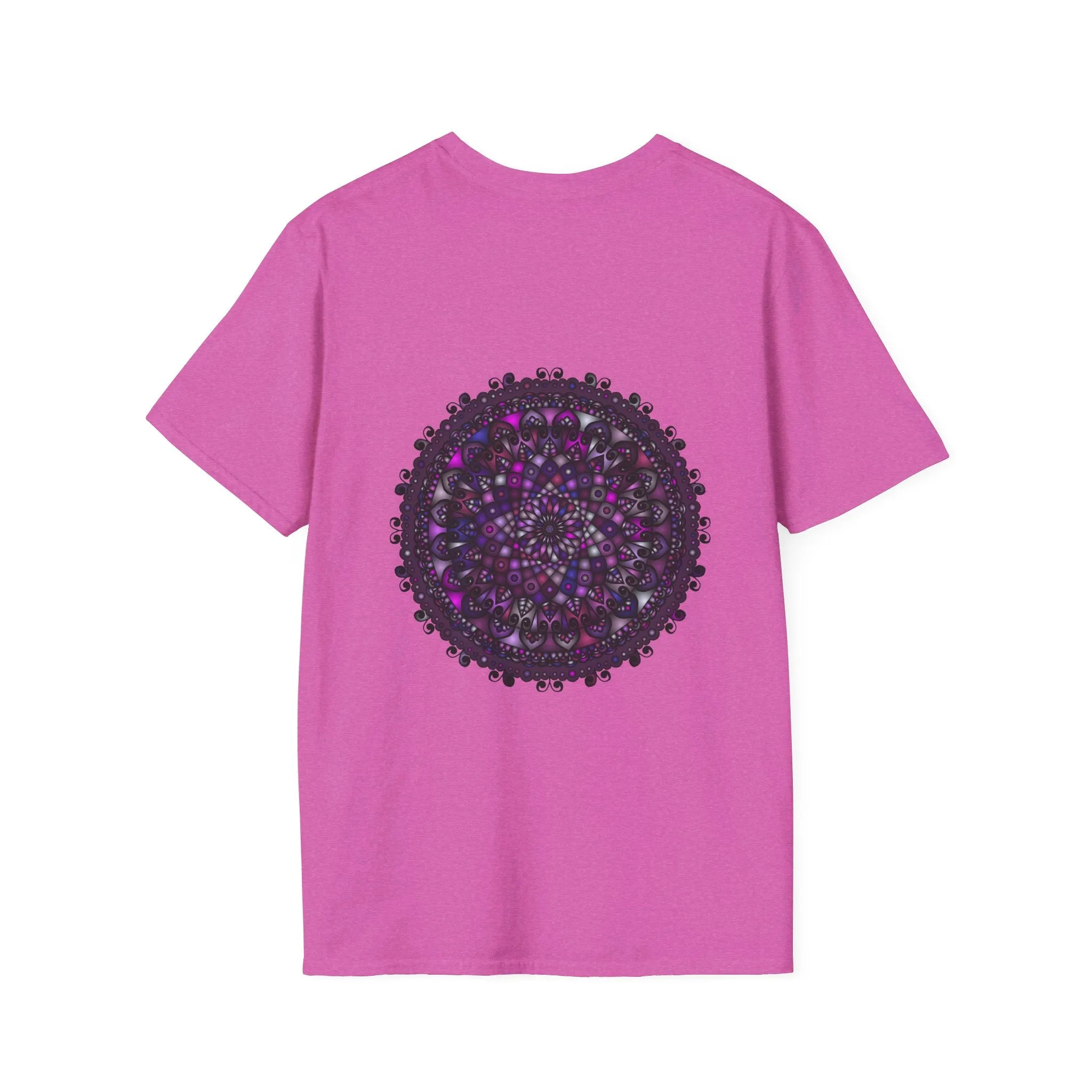 Handmade Purple Mandala Art Softstyle T-Shirt