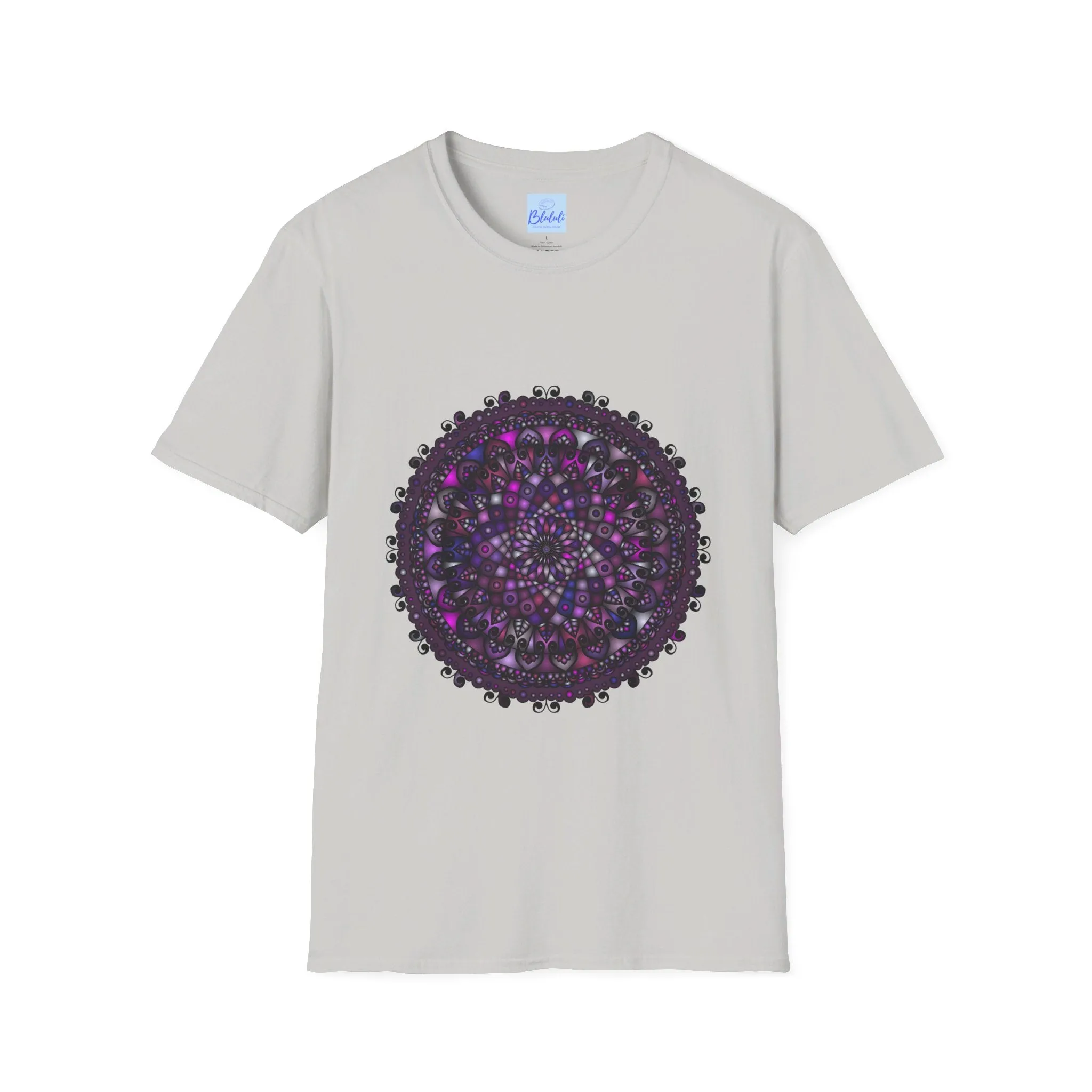 Handmade Purple Mandala Art Softstyle T-Shirt