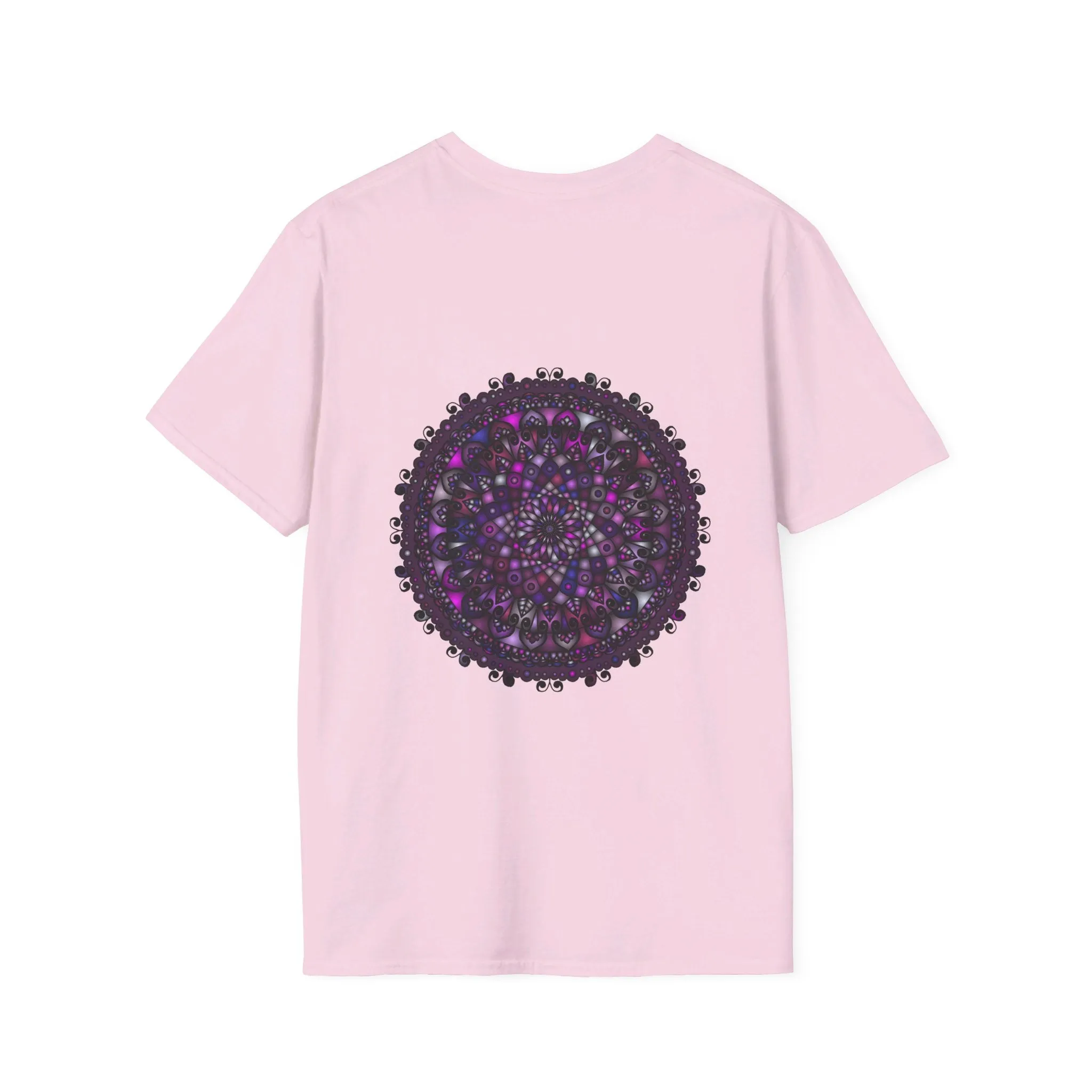 Handmade Purple Mandala Art Softstyle T-Shirt