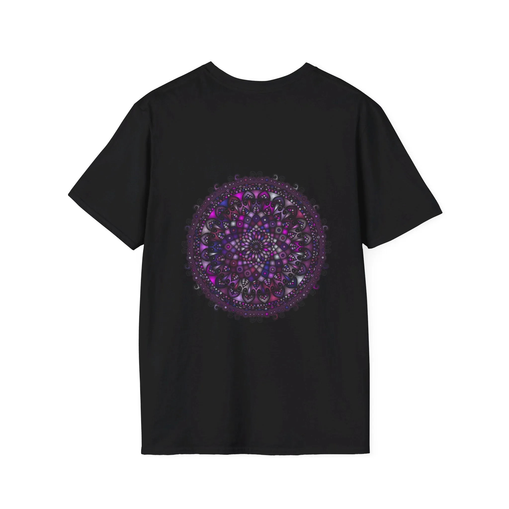 Handmade Purple Mandala Art Softstyle T-Shirt