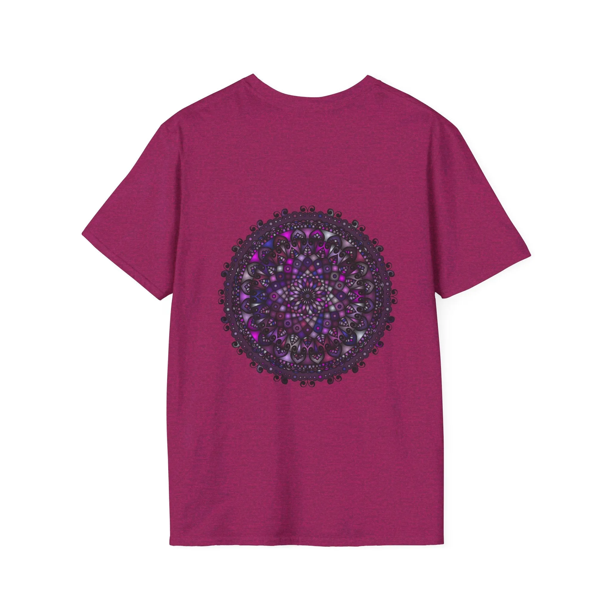 Handmade Purple Mandala Art Softstyle T-Shirt