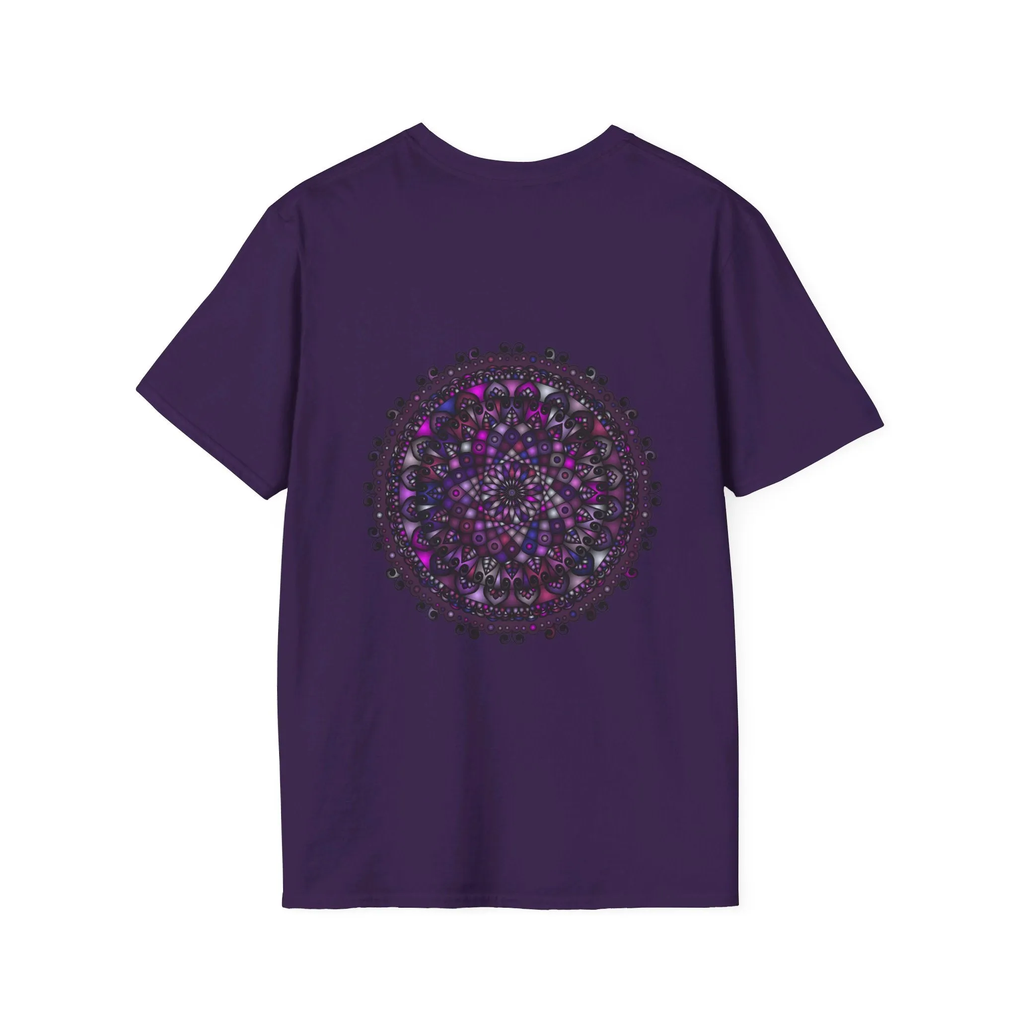 Handmade Purple Mandala Art Softstyle T-Shirt