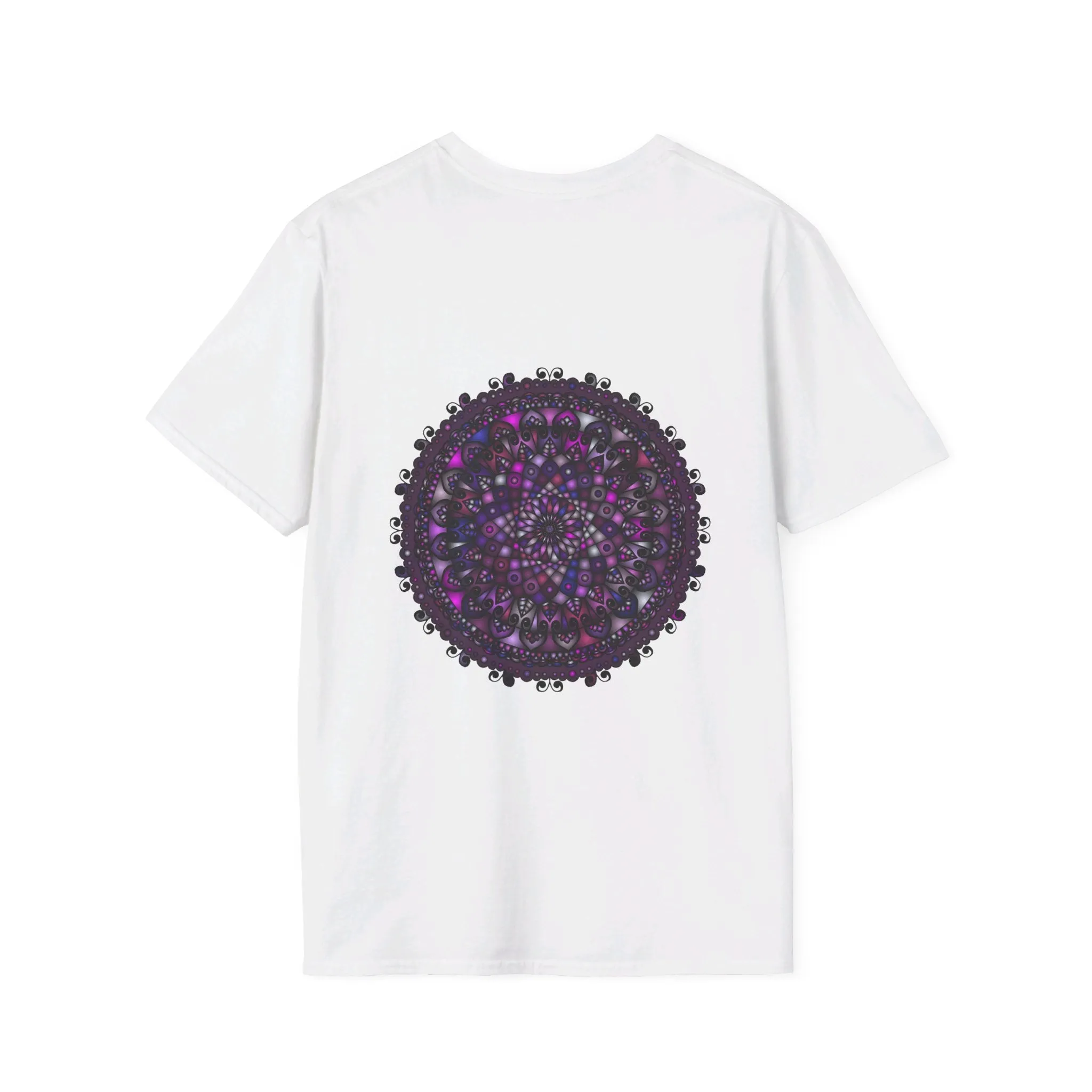 Handmade Purple Mandala Art Softstyle T-Shirt