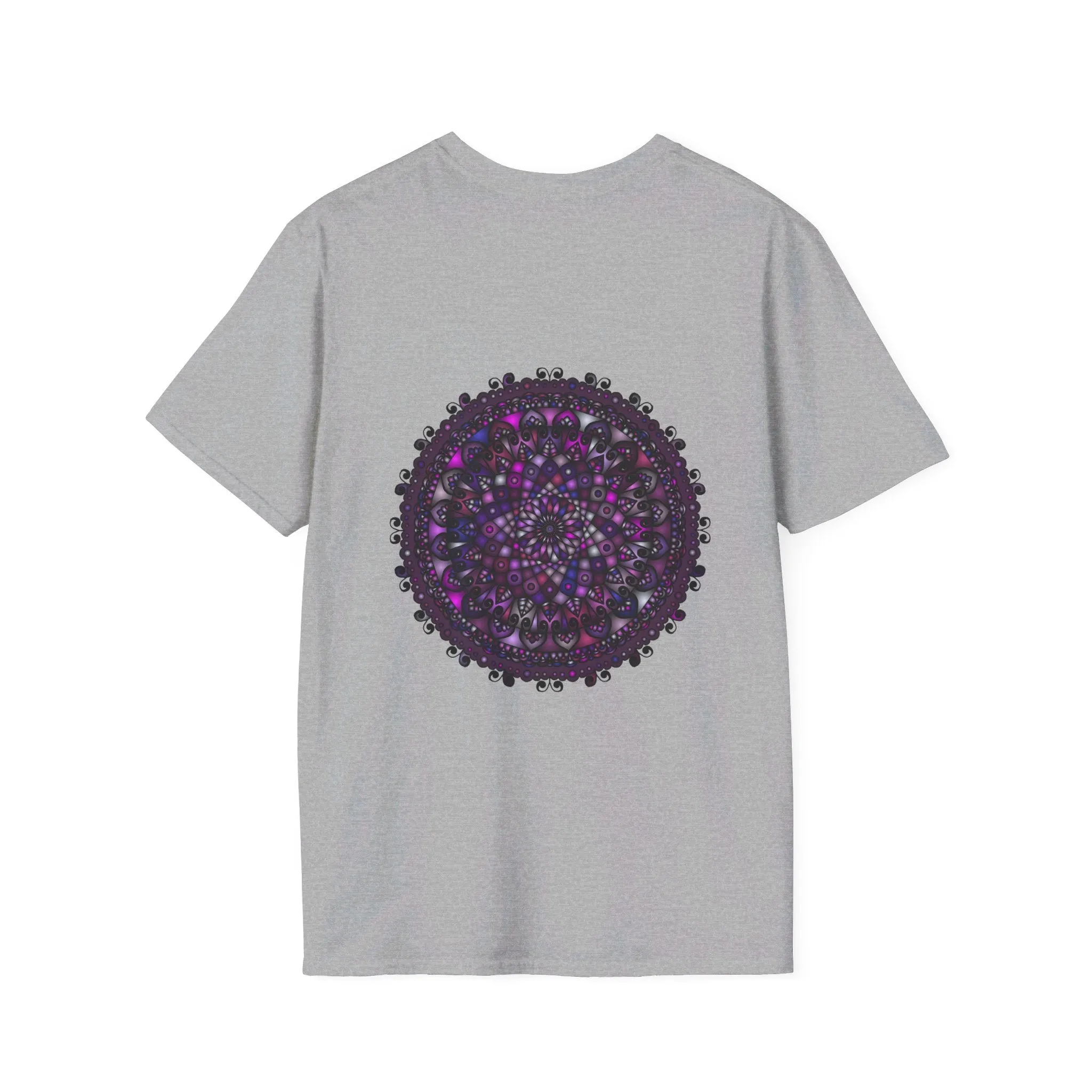 Handmade Purple Mandala Art Softstyle T-Shirt