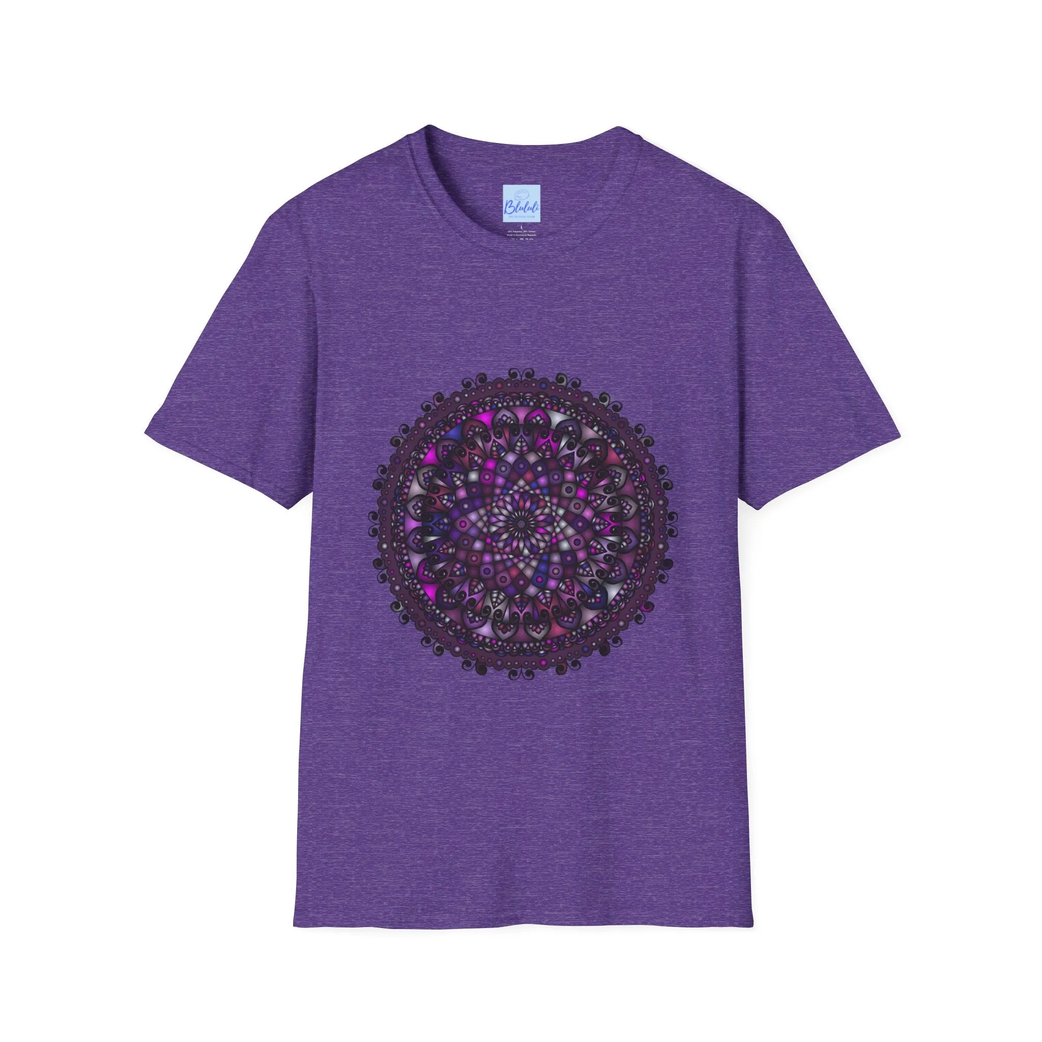 Handmade Purple Mandala Art Softstyle T-Shirt