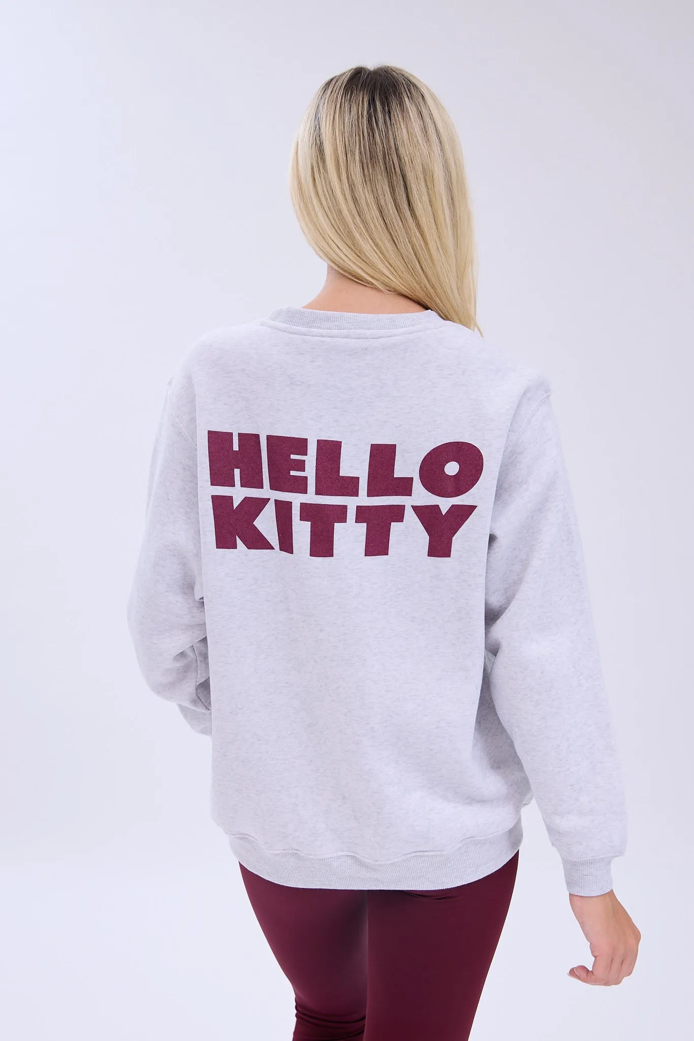 Hello Kitty H Burger Graphic Crew Neck Relaxed Sweatshirt