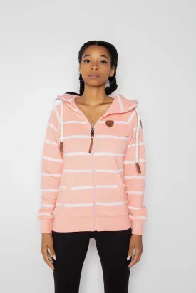 Hera Print Peachy Stripe Zip Hoodie