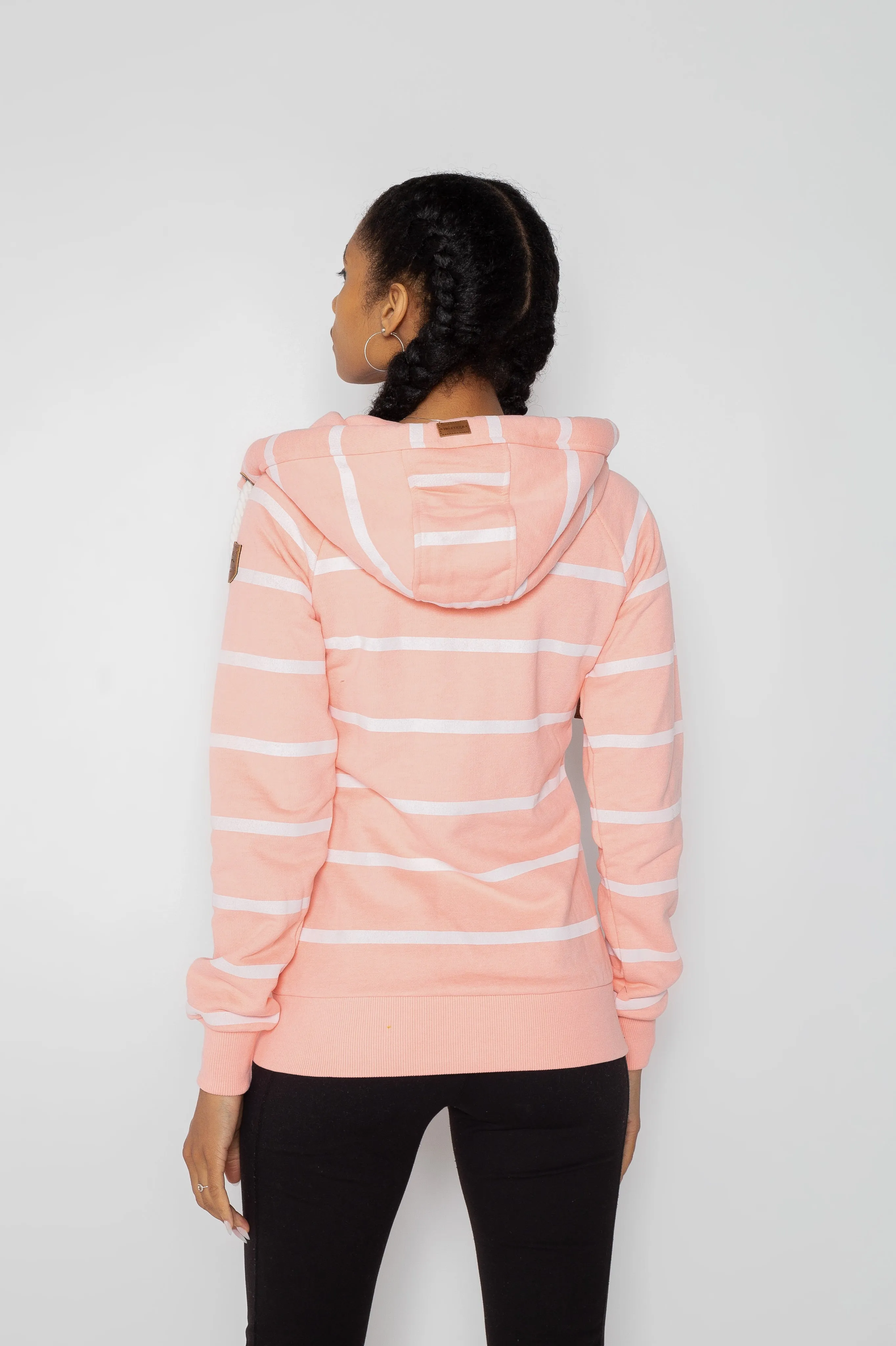 Hera Print Peachy Stripe Zip Hoodie