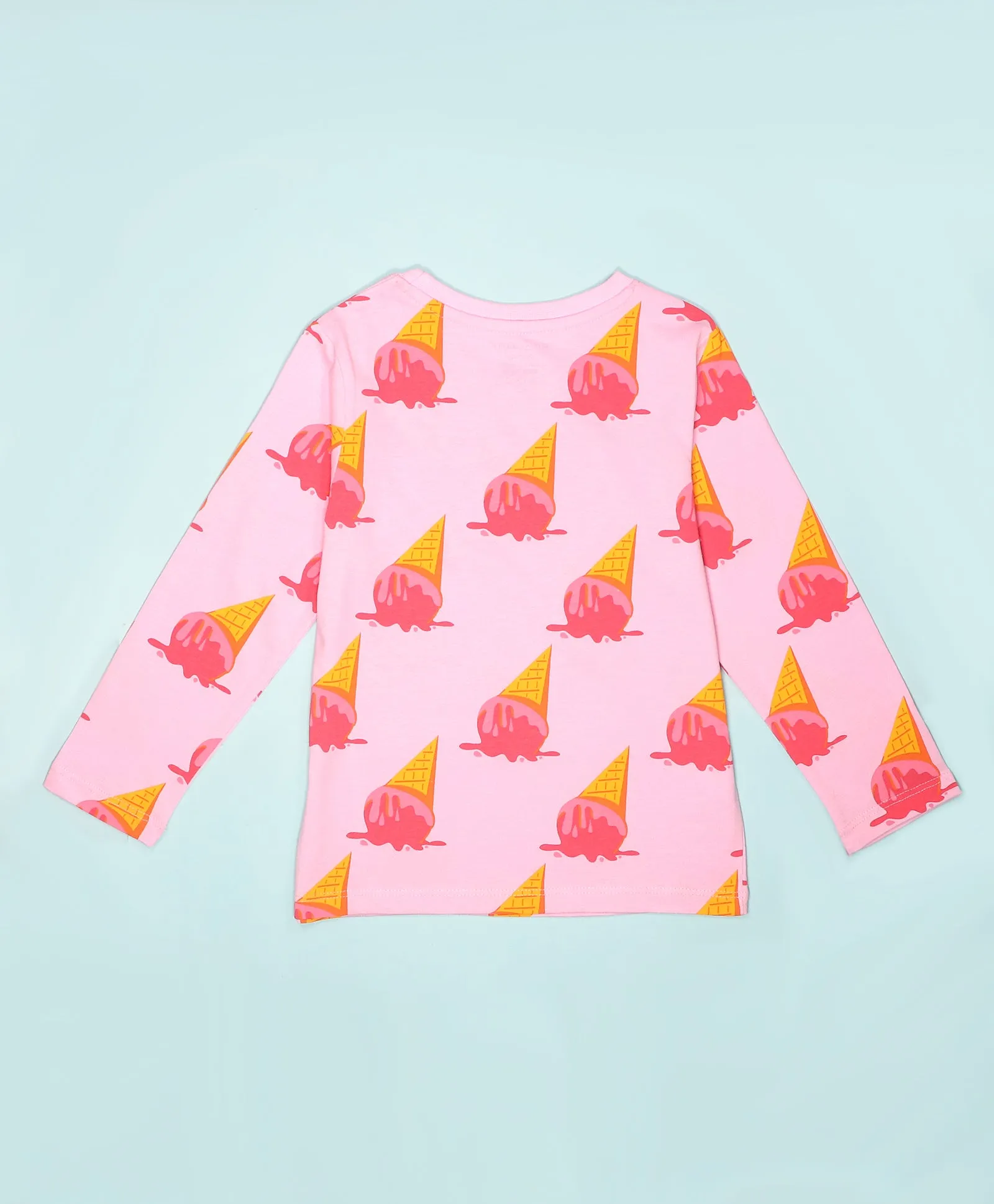 Ice Cream Pattern Full Sleeves T-Shirt & Pajama Set