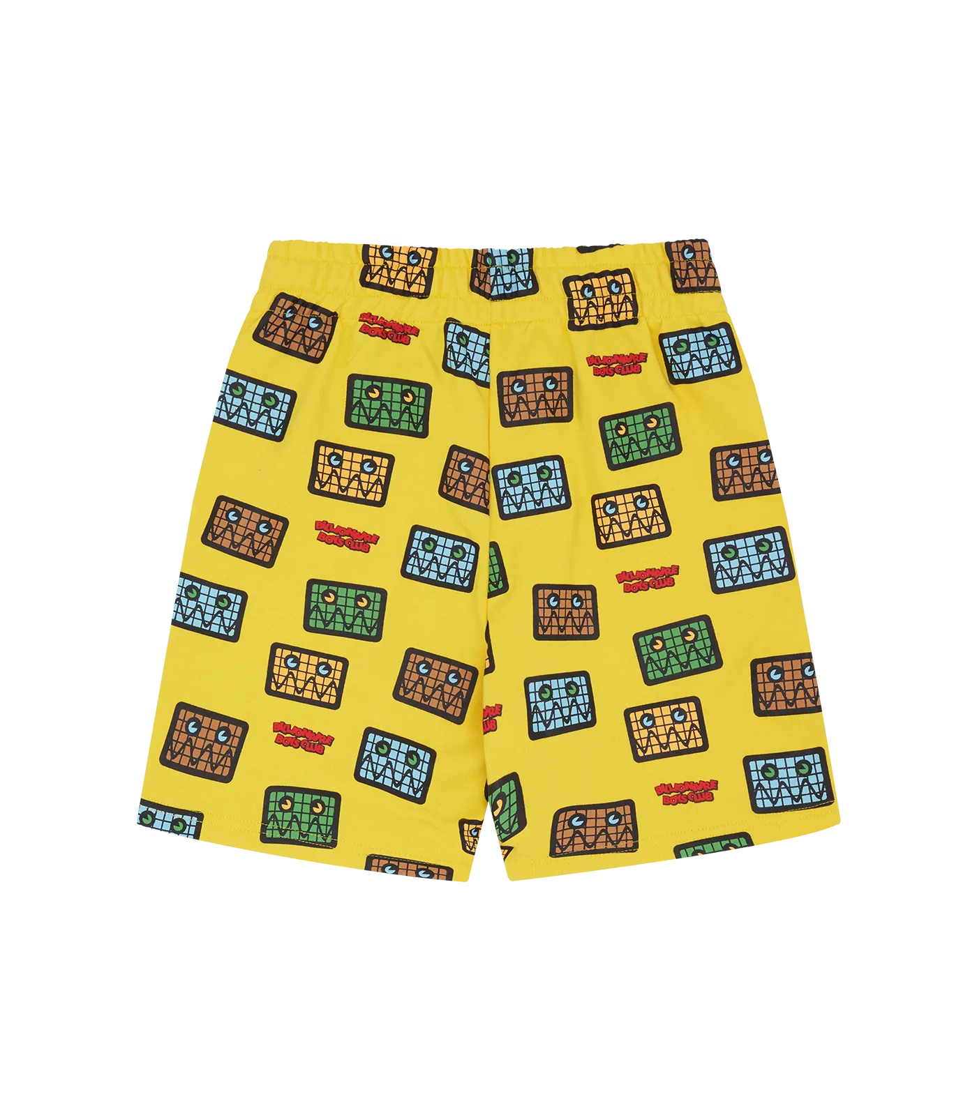 KIDS JUMBLE ROBOT A/O PRINT SHORTS - YELLOW