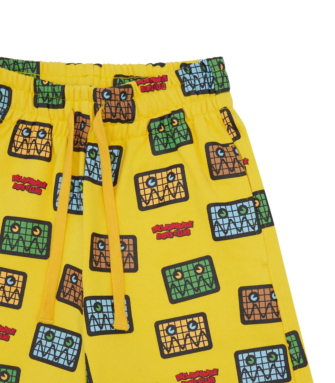 KIDS JUMBLE ROBOT A/O PRINT SHORTS - YELLOW