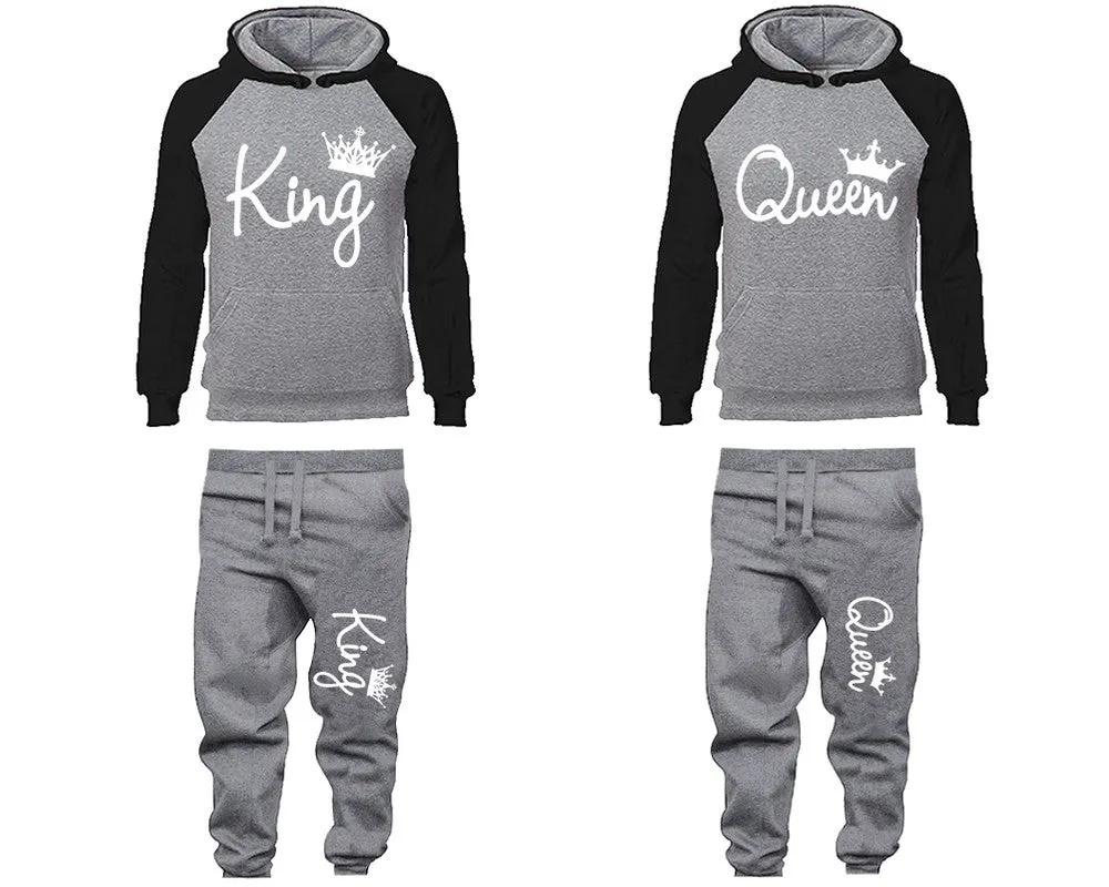 King and Queen Couple Matching Hoodie & Jogger Pants Set