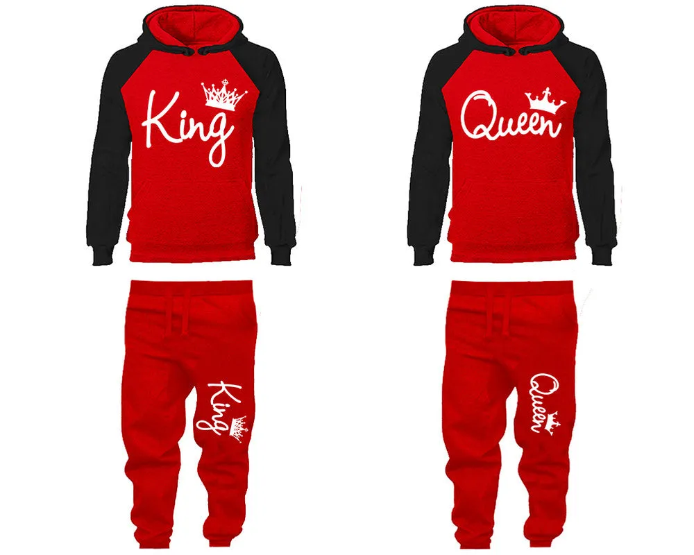 King and Queen Couple Matching Hoodie & Jogger Pants Set