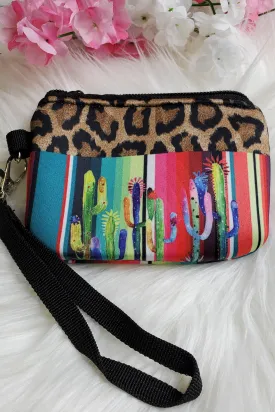 Leopard Cactus Mini Pouch Wristlet