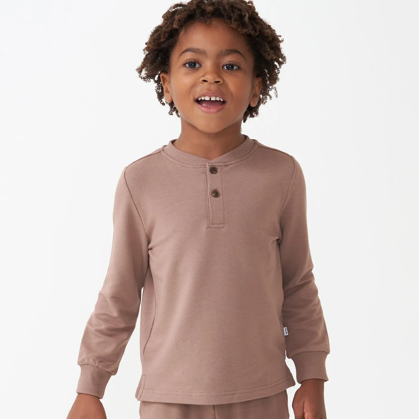 Light Cocoa Long Sleeve Henley Tee