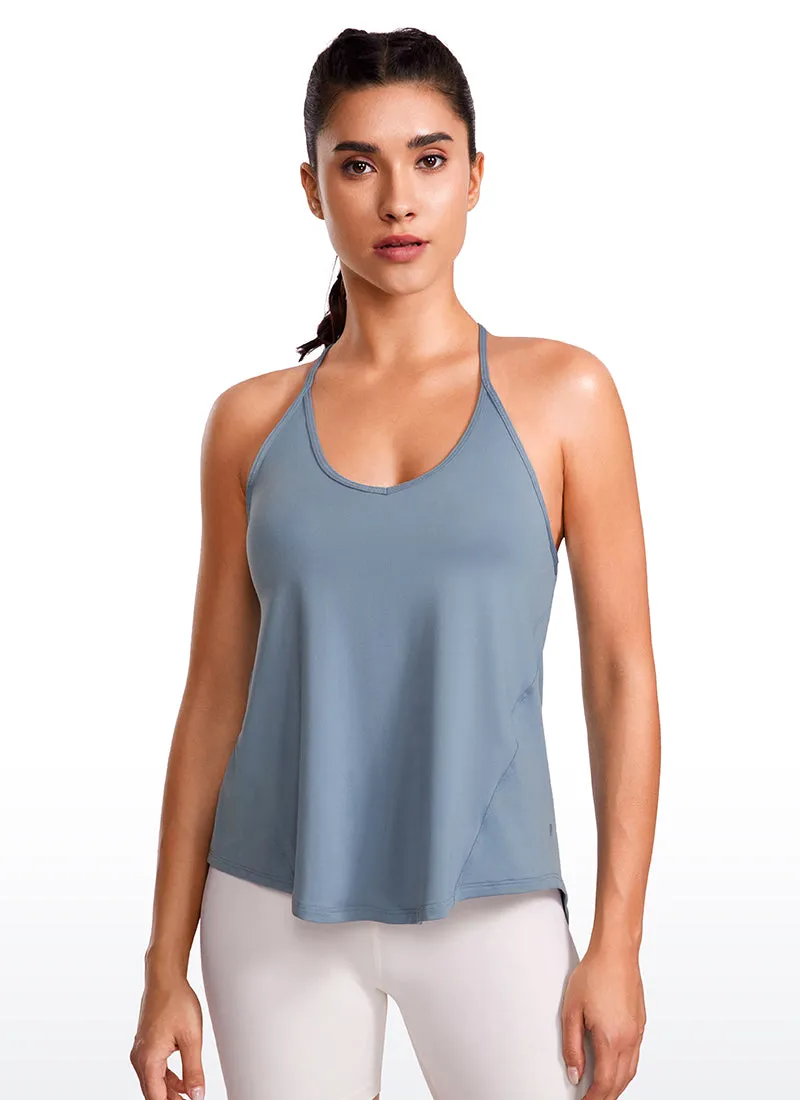 Lightweight Halter Tie Back Tank V Neck