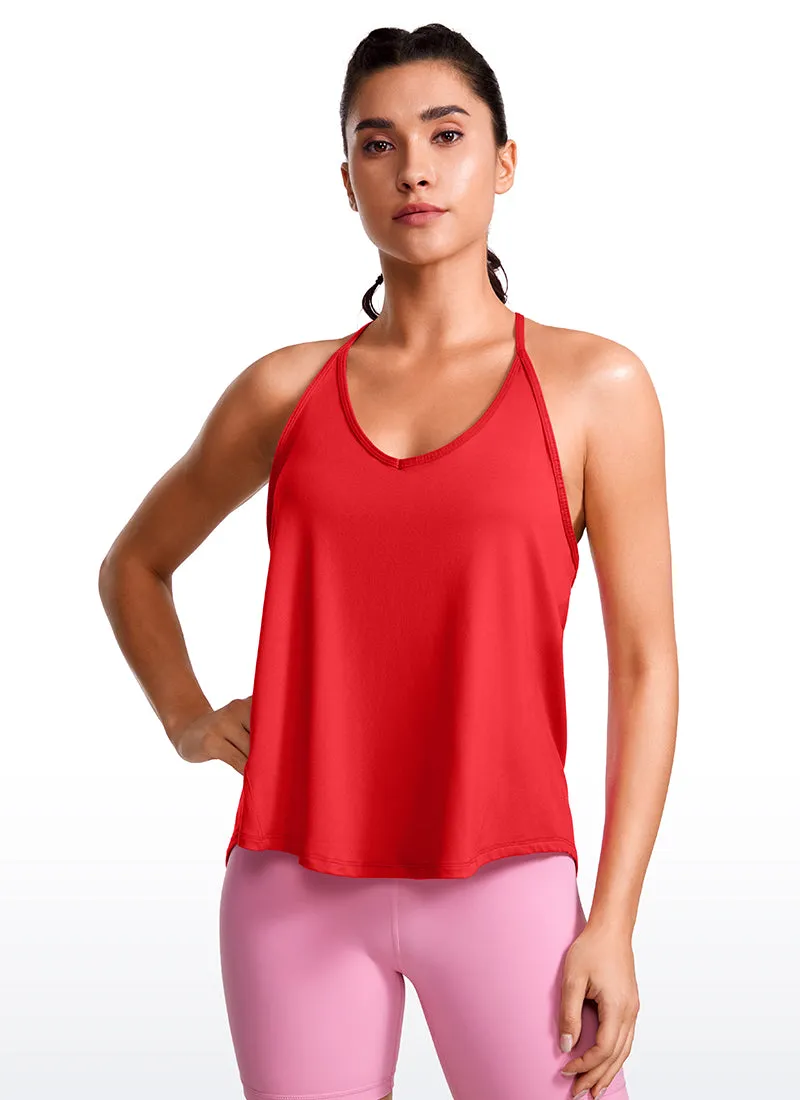 Lightweight Halter Tie Back Tank V Neck