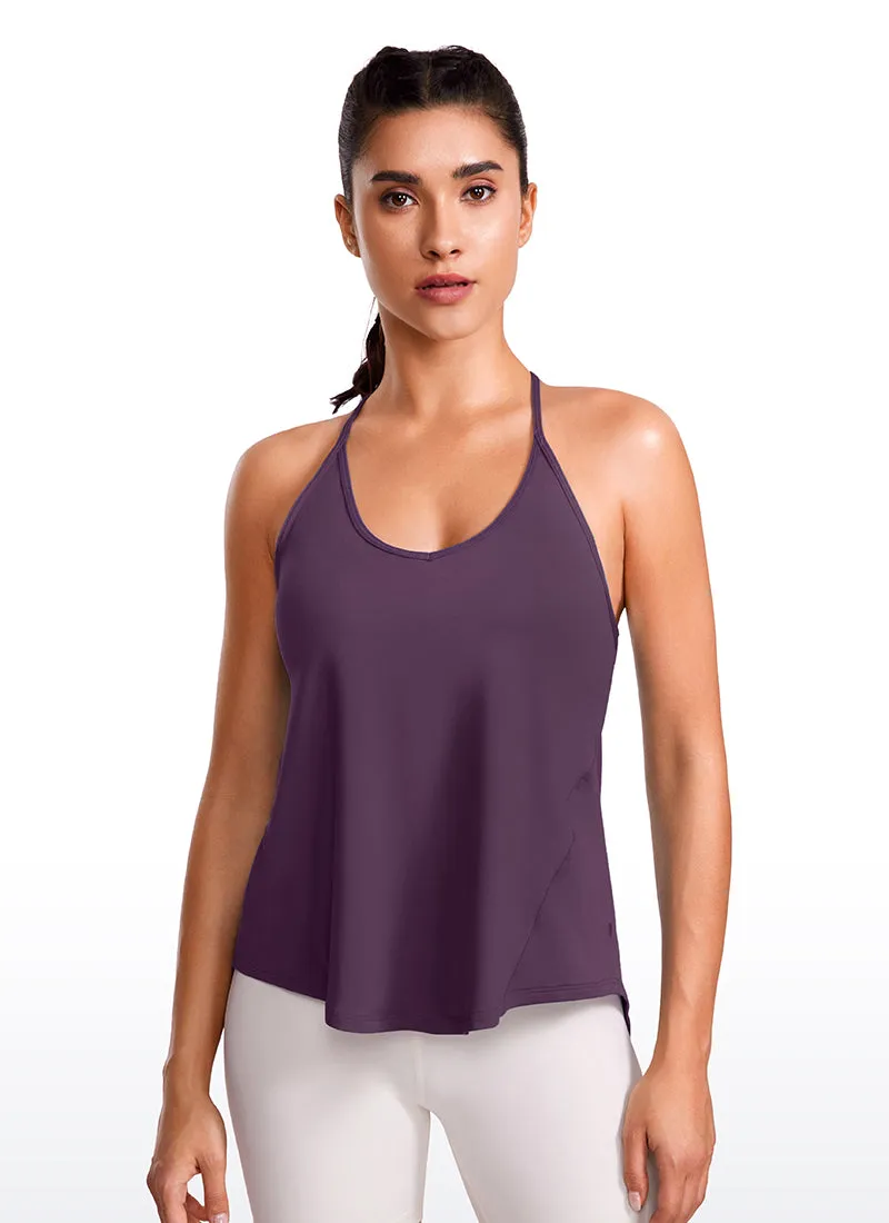 Lightweight Halter Tie Back Tank V Neck