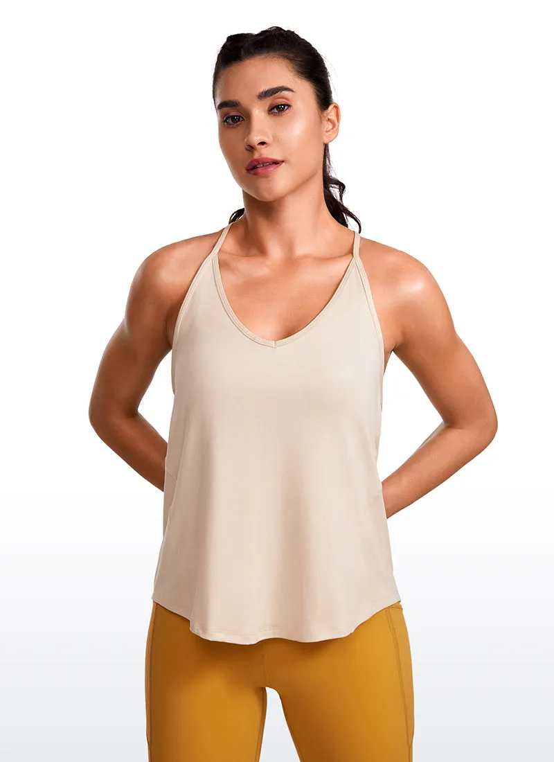 Lightweight Halter Tie Back Tank V Neck