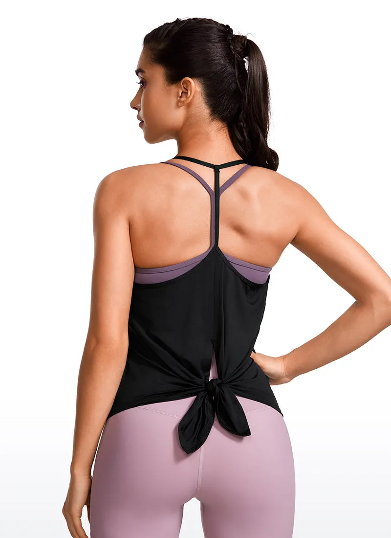 Lightweight Halter Tie Back Tank V Neck