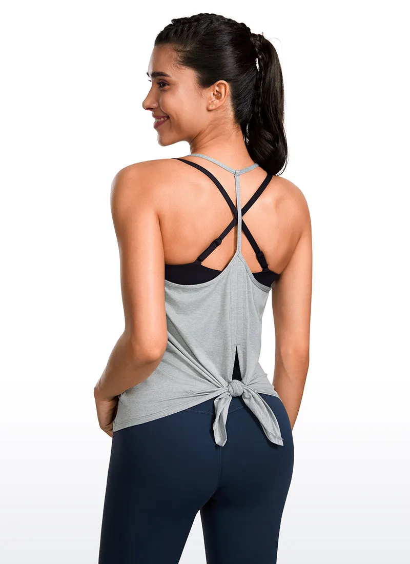 Lightweight Halter Tie Back Tank V Neck