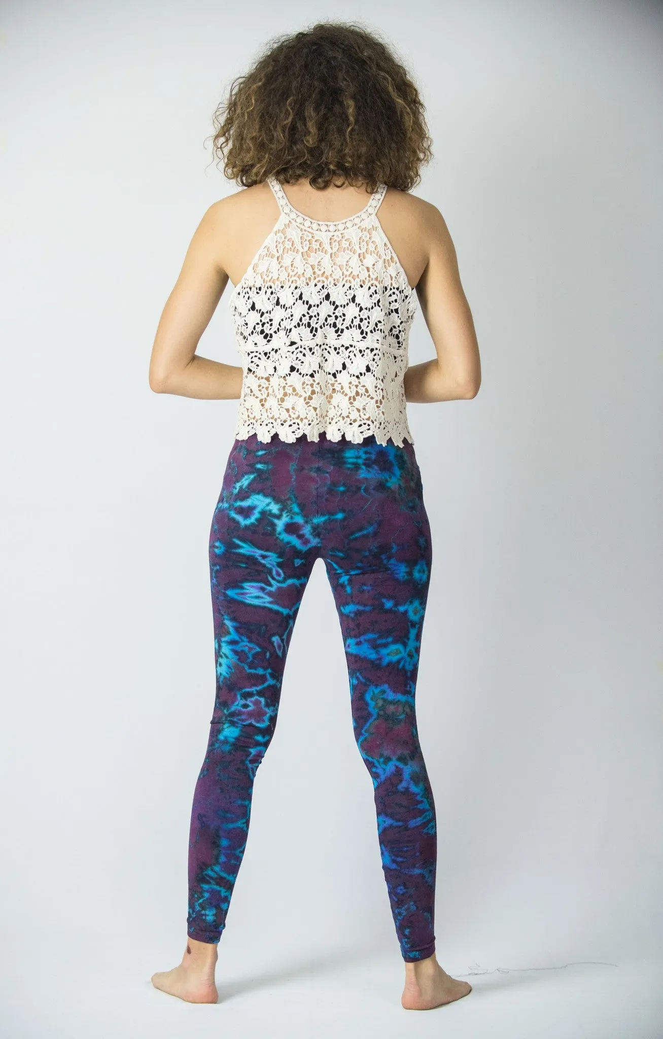 Marble Tie Dye Cotton Leggings in Indigo