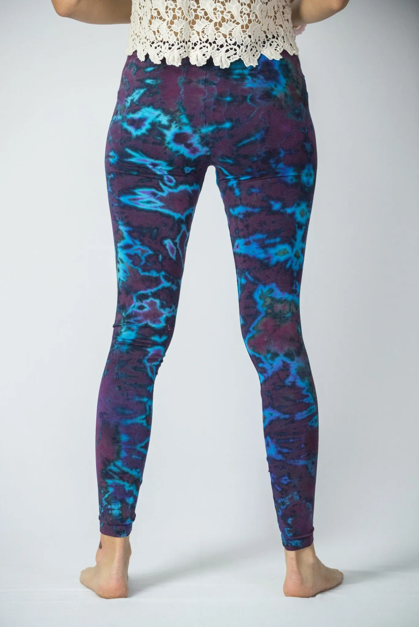 Marble Tie Dye Cotton Leggings in Indigo