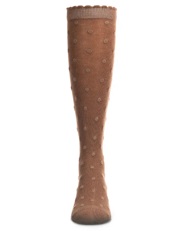 Memoi Swiss Dot Knee High Cappuccino