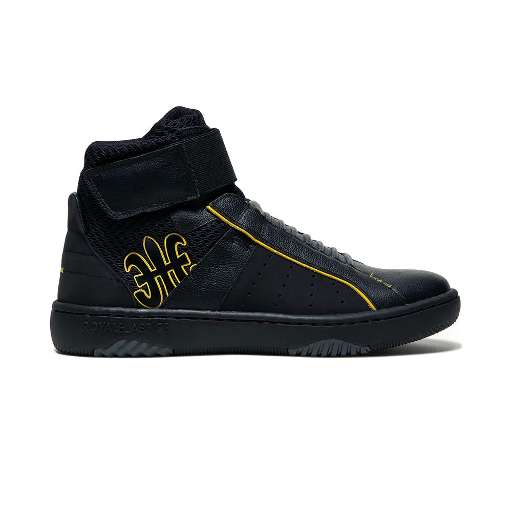 Men's Icon 2.0X Hi Black Yellow Hi Top Leather Sneakers 06423-993