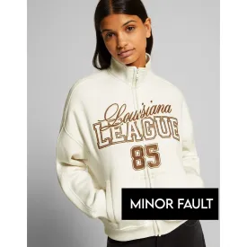 (Minor Fault) White Zipper Sweatshirt