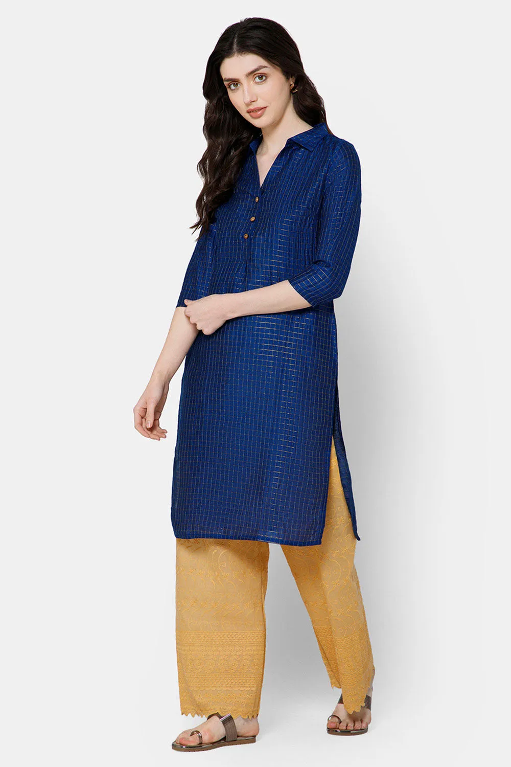 Mythri Women's Kurthi Anarkali Casual wear - Blue - KU65