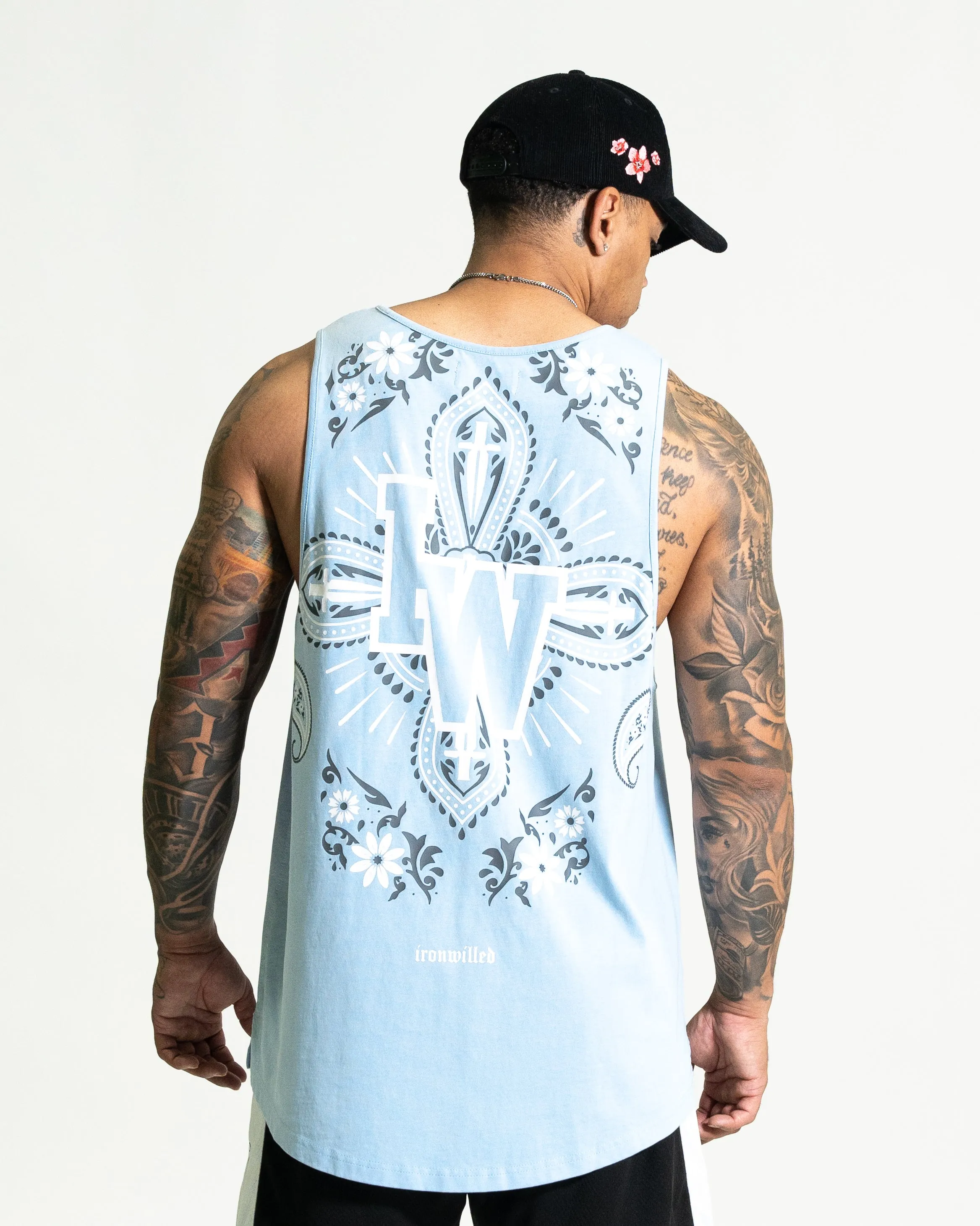 PAISLEY OVERSIZED SCOOP TANK - CAROLINA BLUE