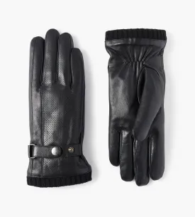 Perforated Leather Knit Cuff Glove