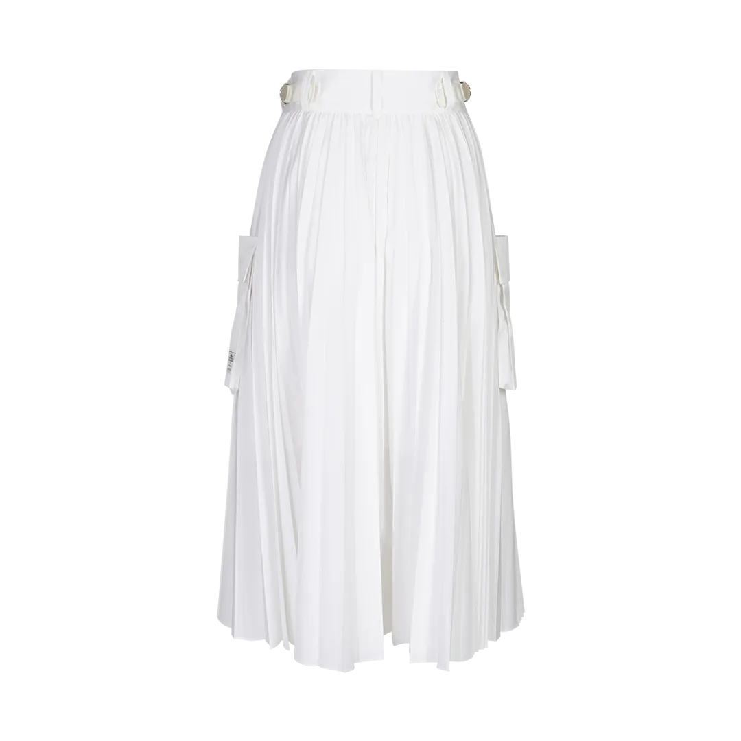 Pleated Poplin Midi Skirt