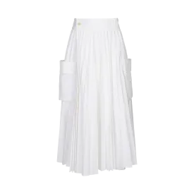 Pleated Poplin Midi Skirt