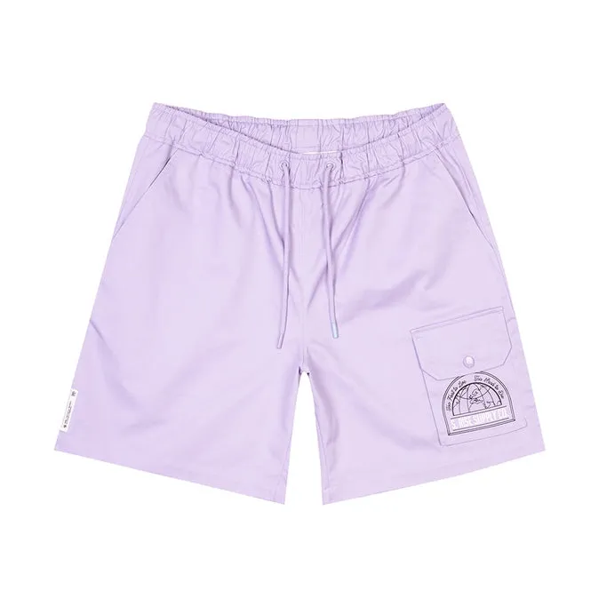 Printed Twill Workwear Shorts - Dusty Purple