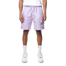 Printed Twill Workwear Shorts - Dusty Purple