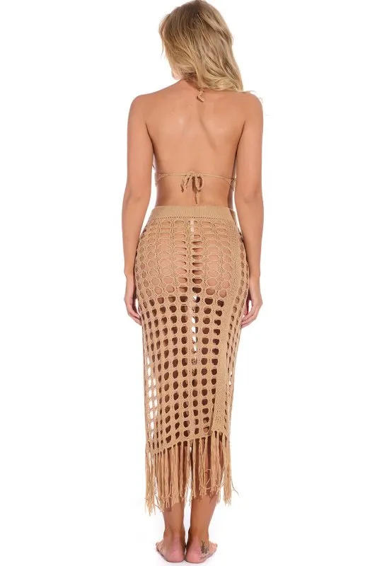 See-through Split Beach Sun Protection Women Knit Skirt Skirt