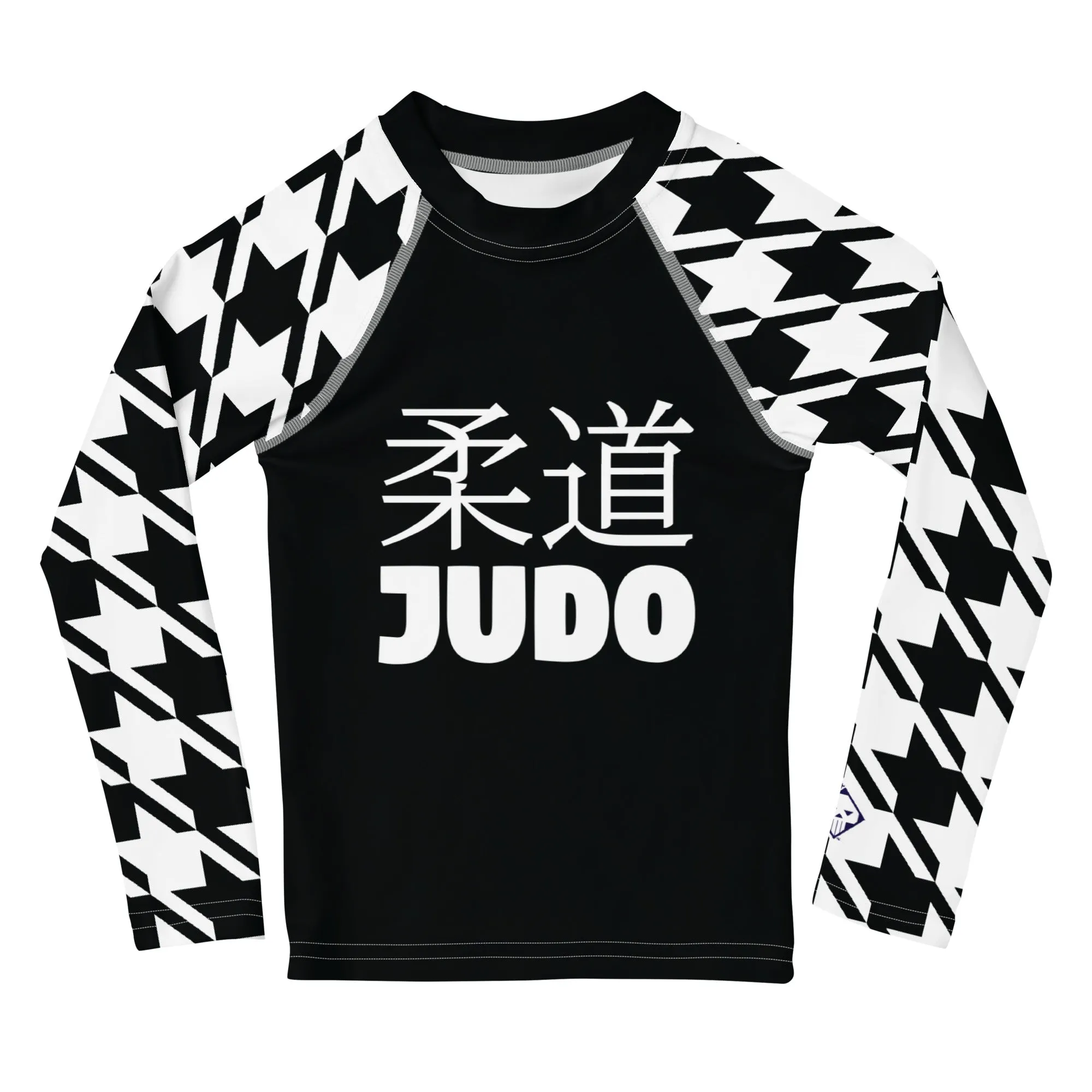 Signature Look: Houndstooth Girl's Long Sleeve Classic Judo BJJ Rash Guard