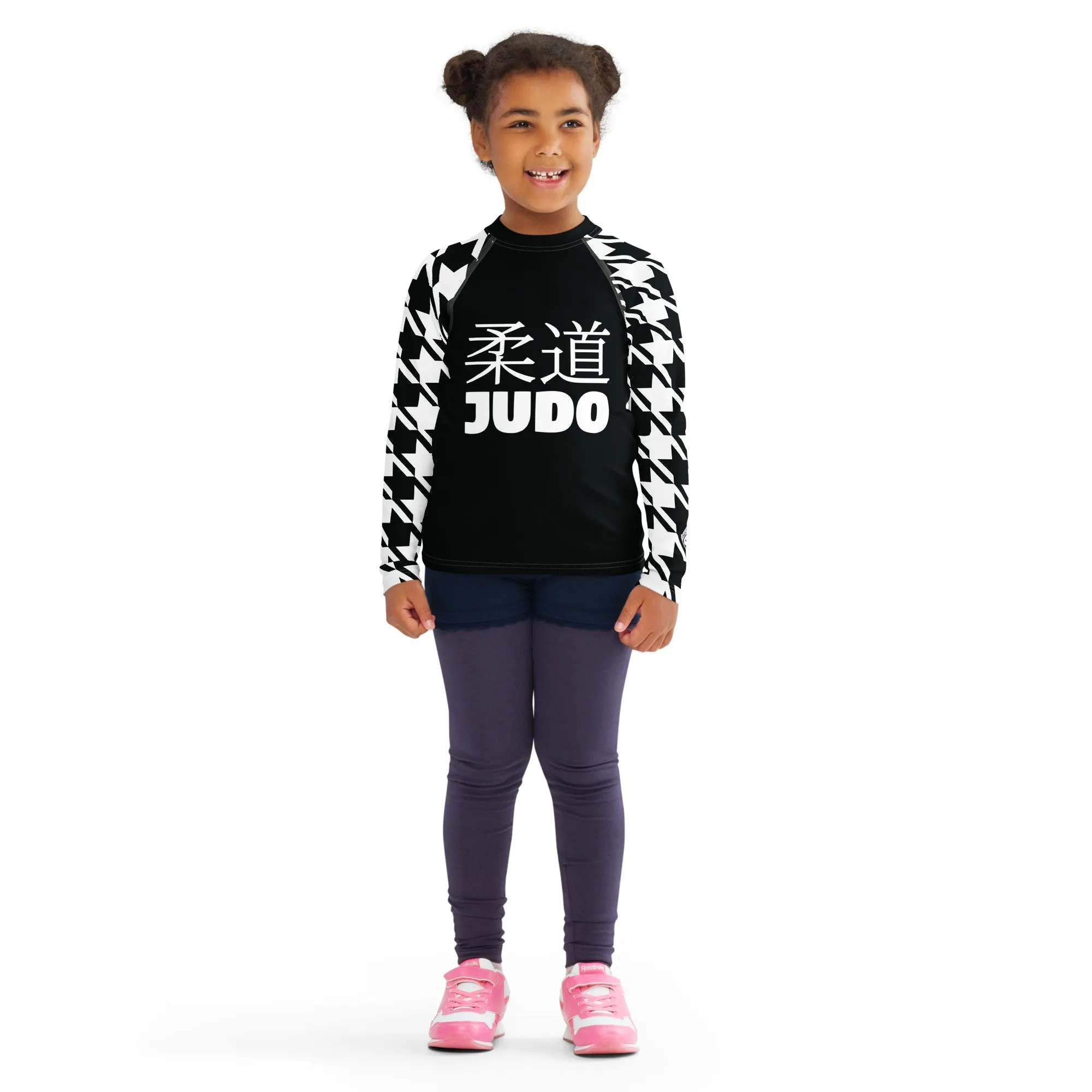 Signature Look: Houndstooth Girl's Long Sleeve Classic Judo BJJ Rash Guard